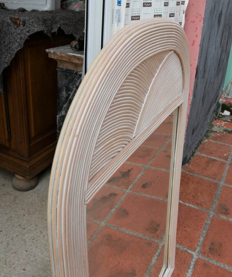 1980s Pair of Wicker Wall Mirrors For Sale at 1stDibs