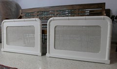 1980s Pair of Wooden and Wicker Headboards Lacquered in White