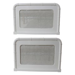 1980s Pair of Wooden and Wicker Headboards Lacquered in White