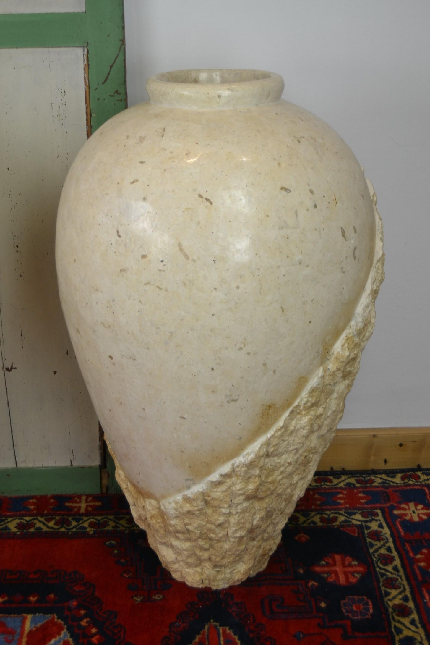 1980s Pair of XL Mactan Stone Vases 8