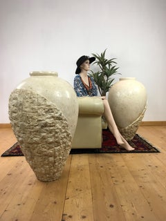 1980s Pair of XL Mactan Stone Vases