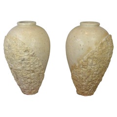1980s Pair of XL Mactan Stone Vases