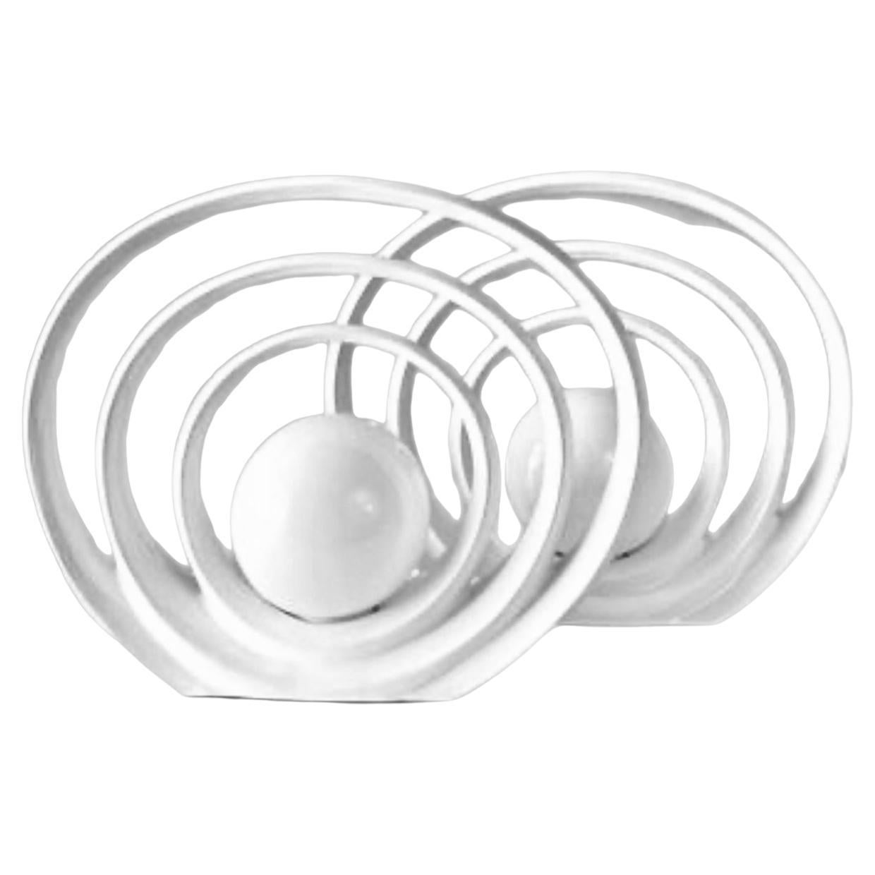 Paire de lampes de bureau postmodernes Op Art Déco Halo Rougier style Ellipse des années 1980