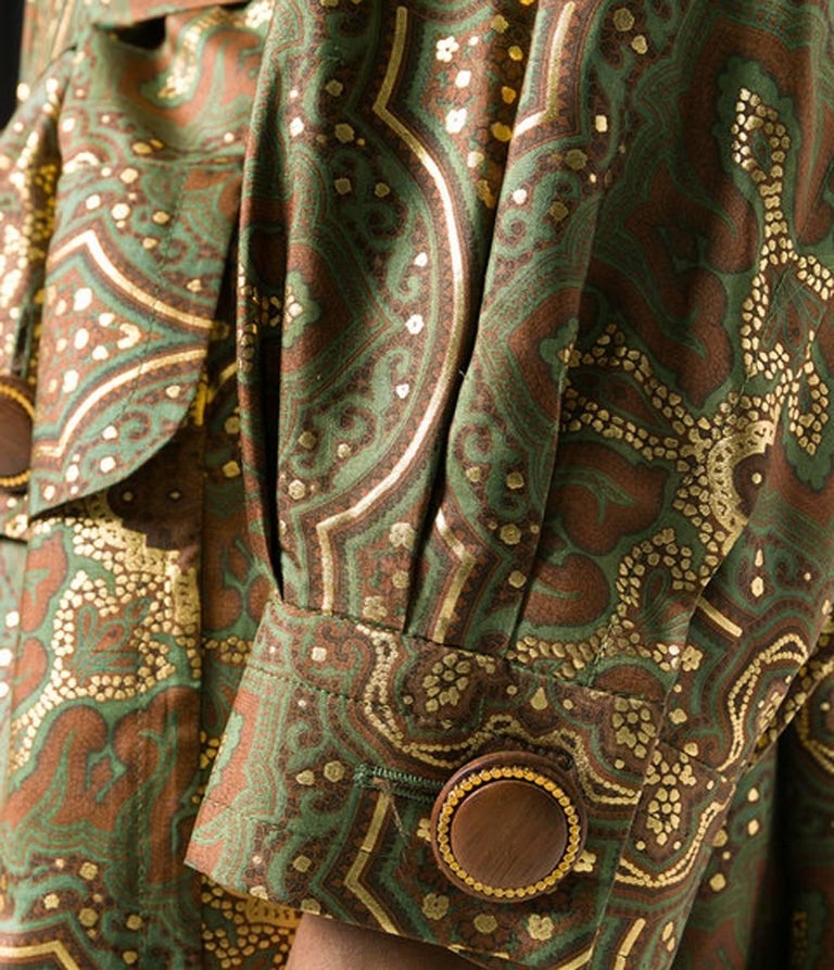 Yves Saint Laurent Paisley Silk Trench Coat, 1980s For Sale at 1stDibs
