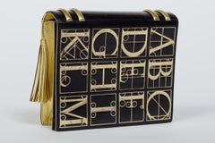 1980S Paloma Picasso Antique Gold Book Bag Clutch With Removable Strap