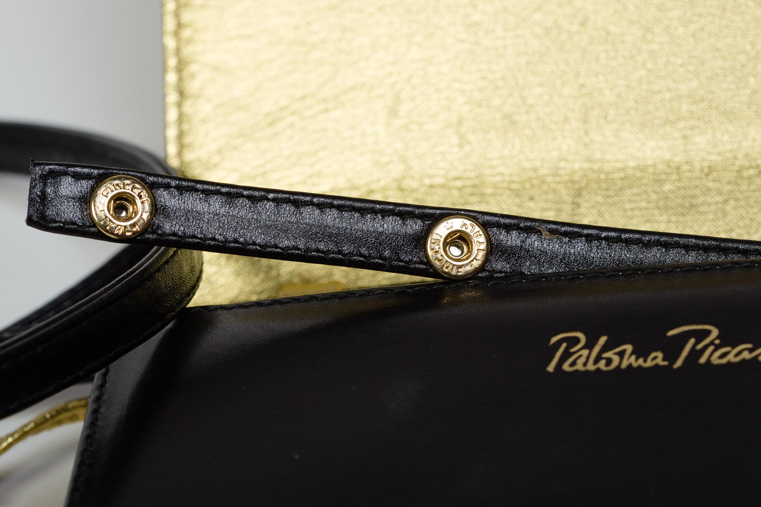 Women's 1980S Paloma Picasso Antique Gold Book Bag Clutch With Removable Strap