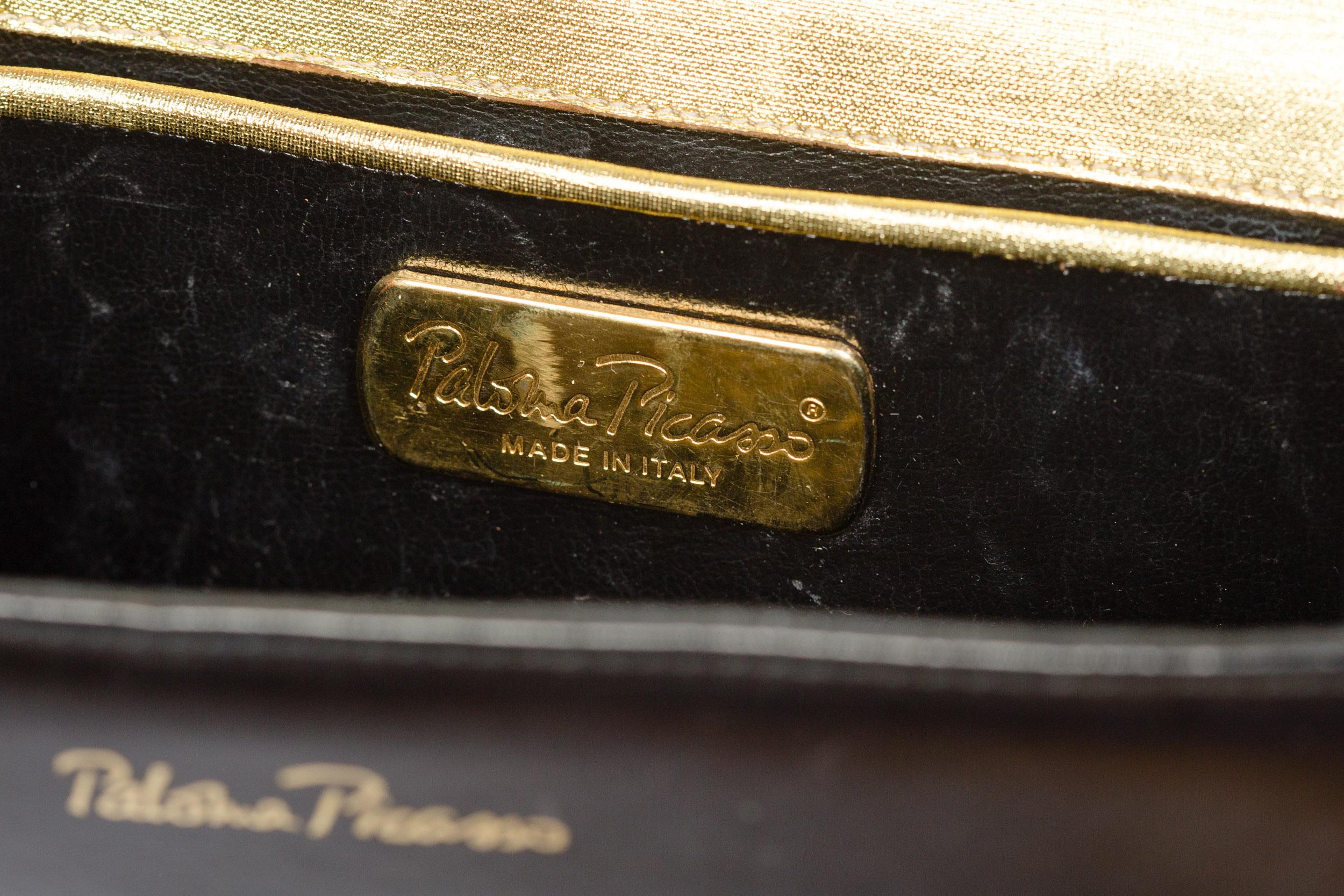 1980er Jahre Paloma Picasso Antik Gold Book Bag Clutch mit abnehmbarem Riemen 4