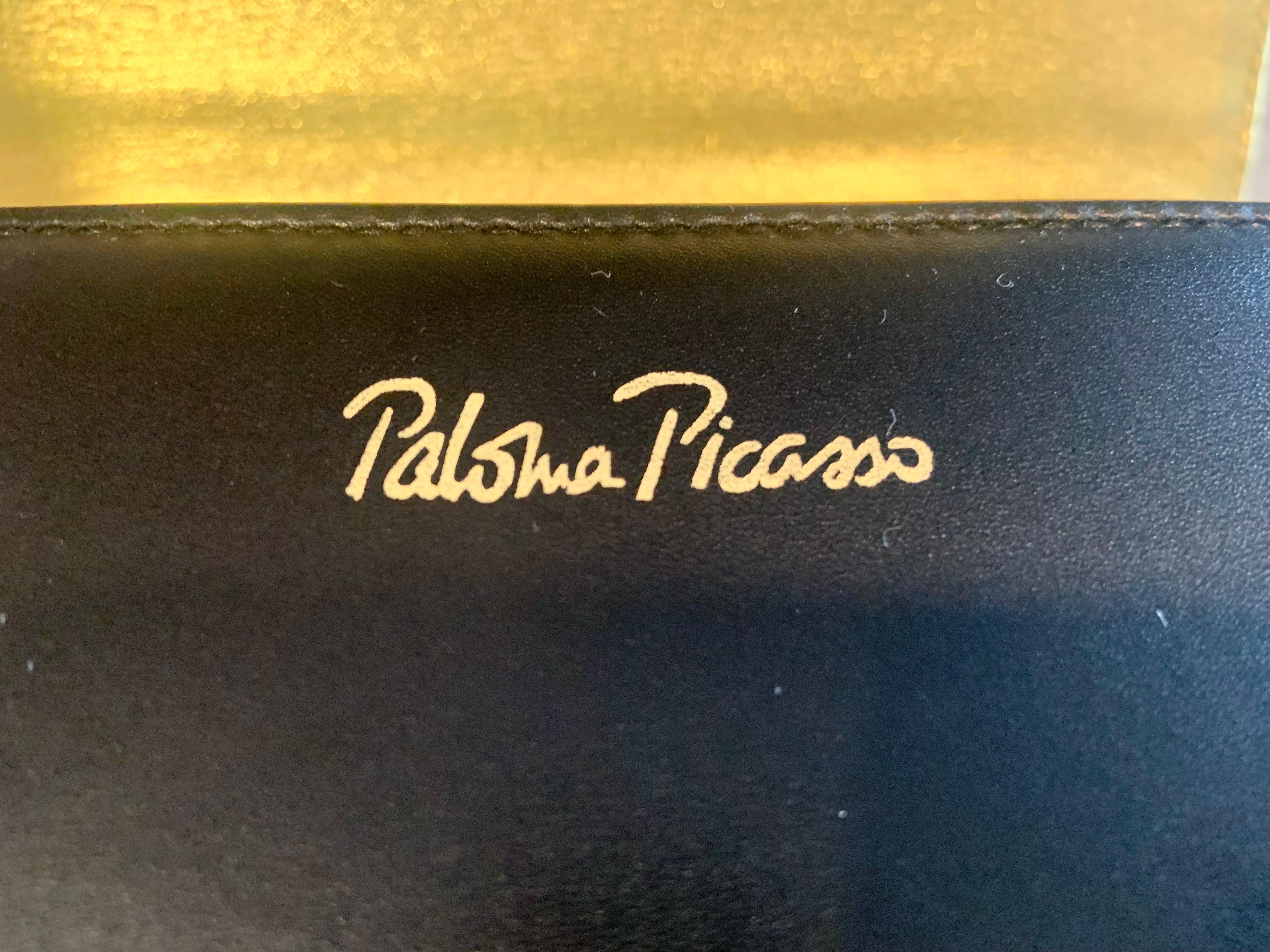 1980's Paloma Picasso Black and Gold Book Bag Clutch en vente 3