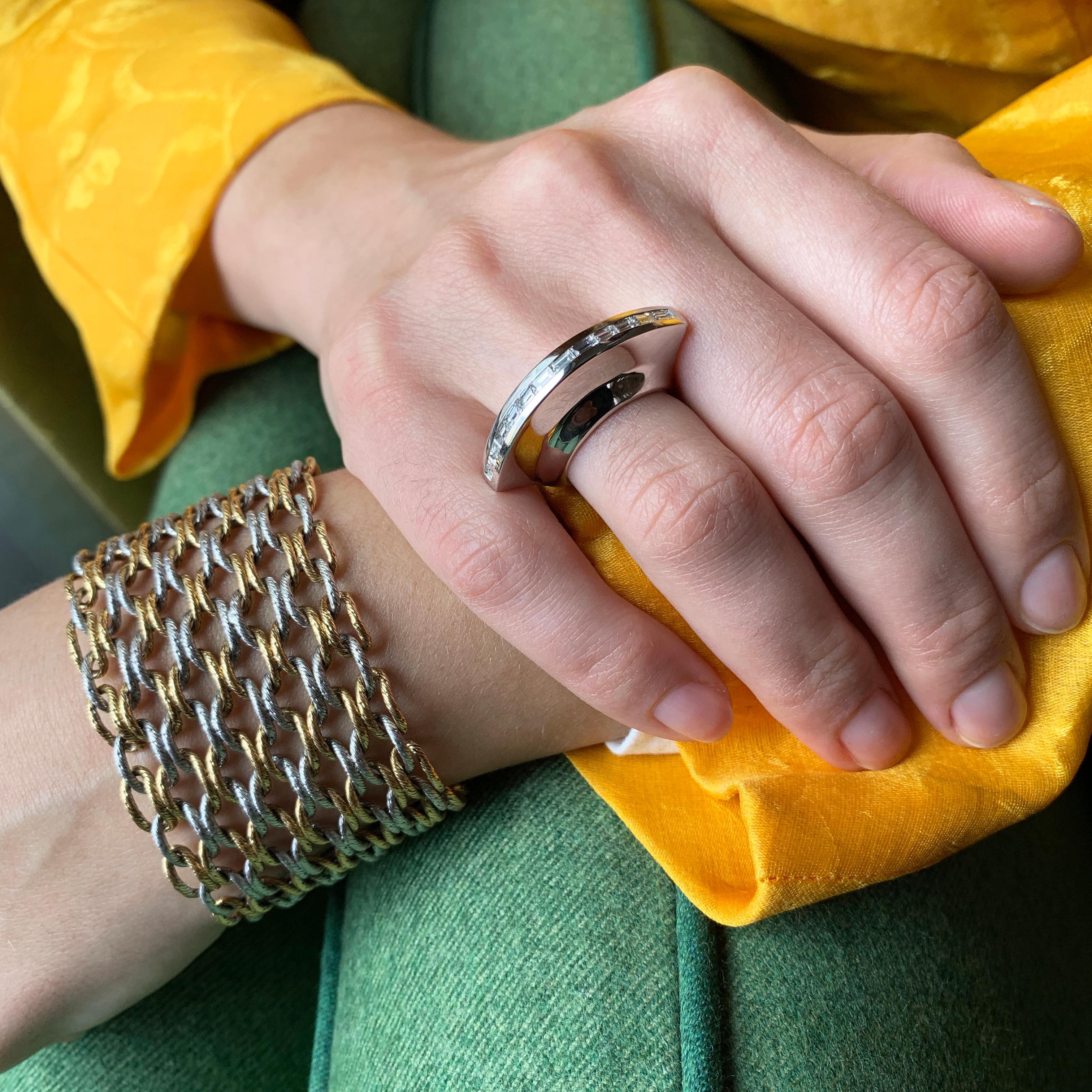 1980s Paloma Picasso for Tiffany & Co., Diamond and White Gold Ring In Excellent Condition In New York, NY