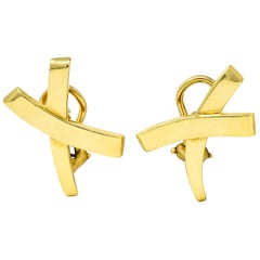 1980s Paloma Picasso Tiffany & Co. 18 Karat Gold Graffiti X-Earrings