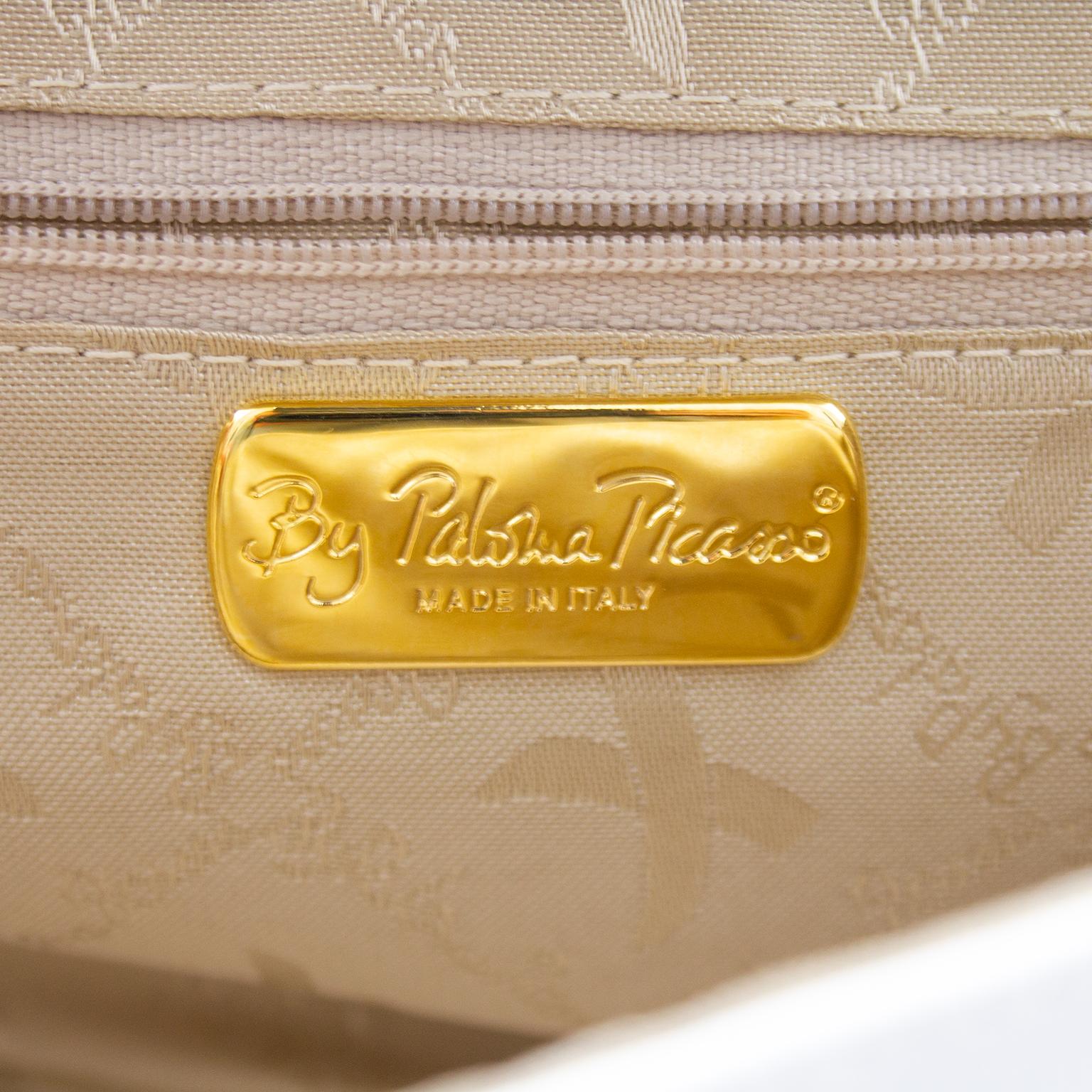 1980er Paloma Picasso Tasche in Weiß und Gold  im Angebot 4