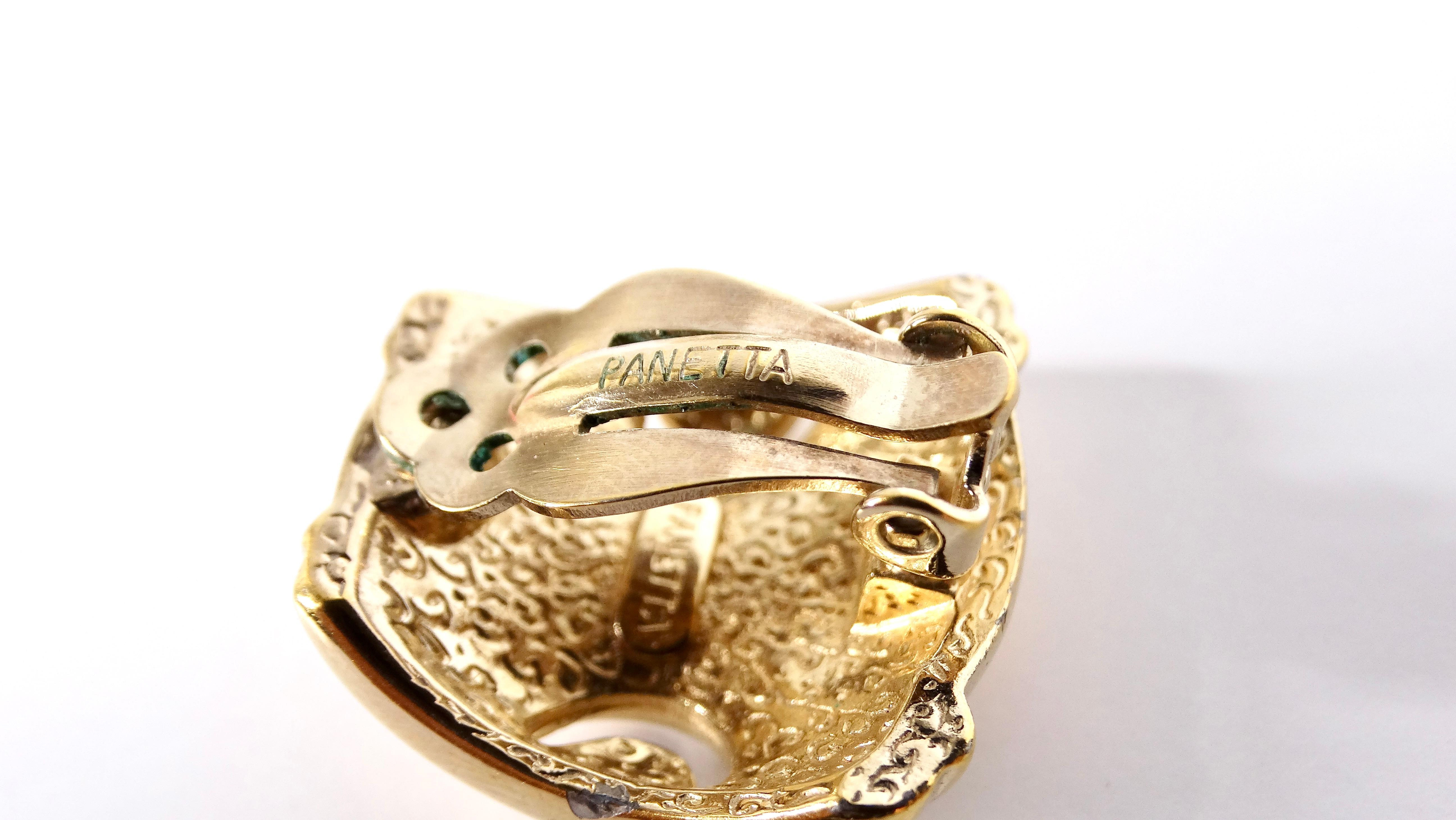 Donna Orecchini a clip geometrici astratti placcati in oro 18k di Panetta degli anni '80 in vendita