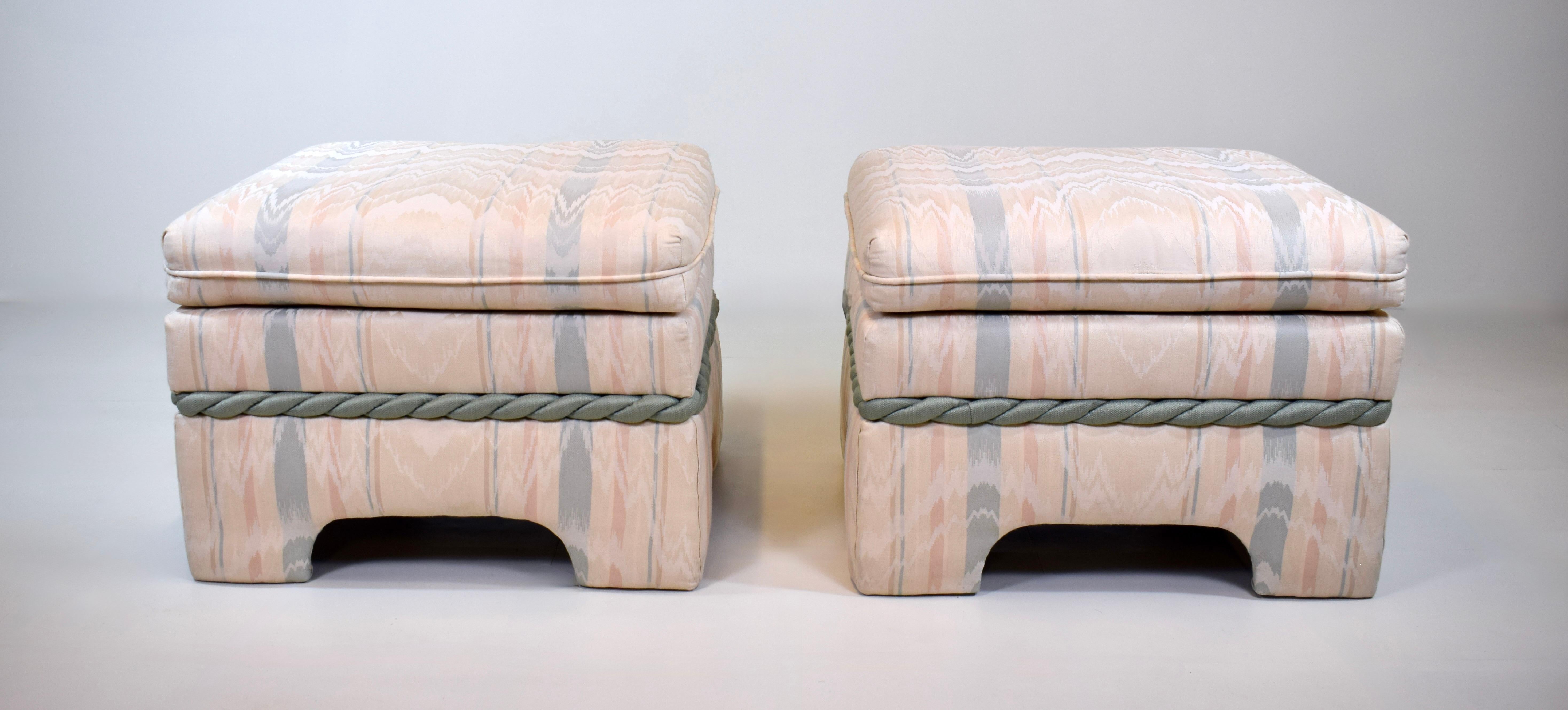 Upholstery 1980's Parsons Ottoman Benches After Milo Baughman For Sale
