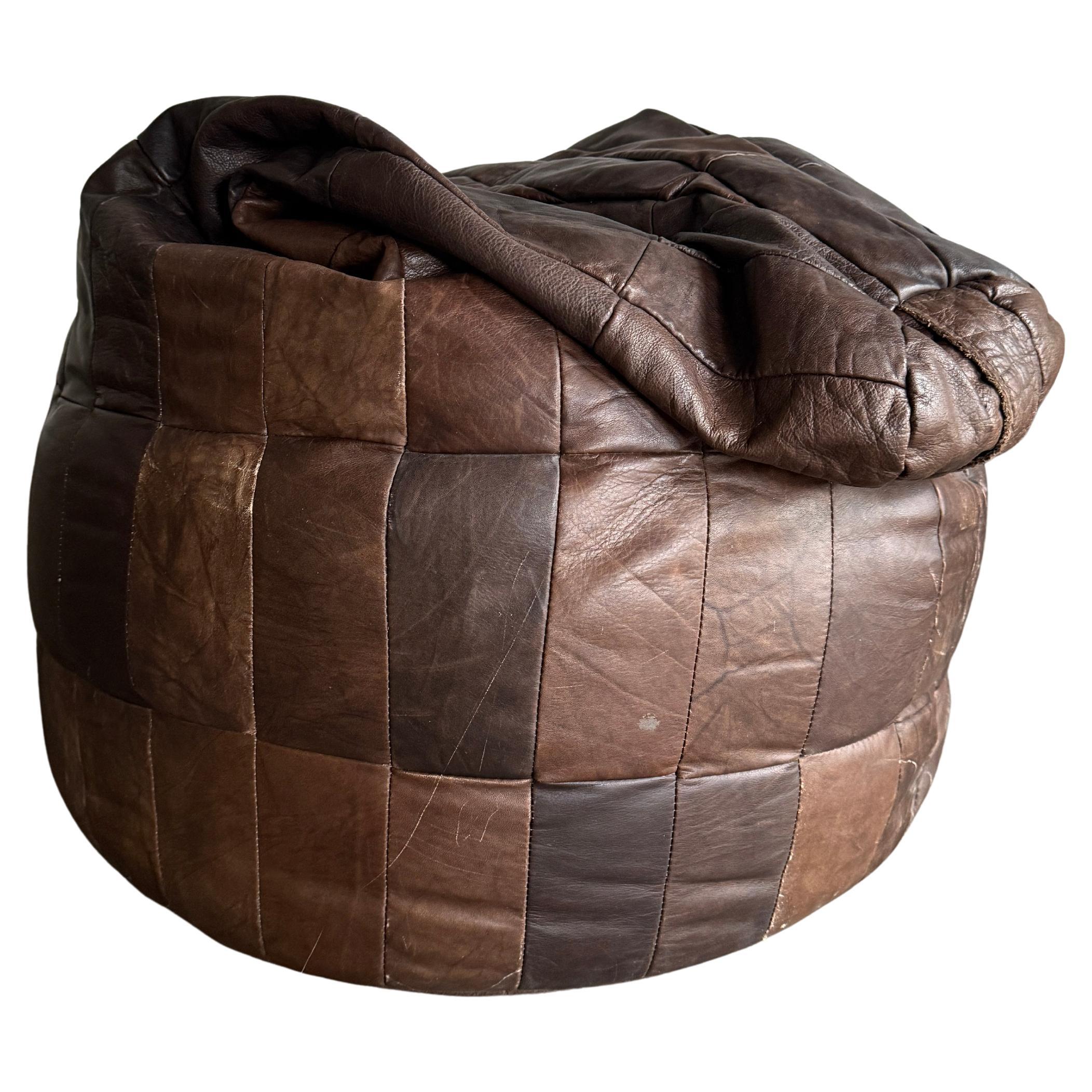 1980s Patchwork Leather De Sede Beanbag