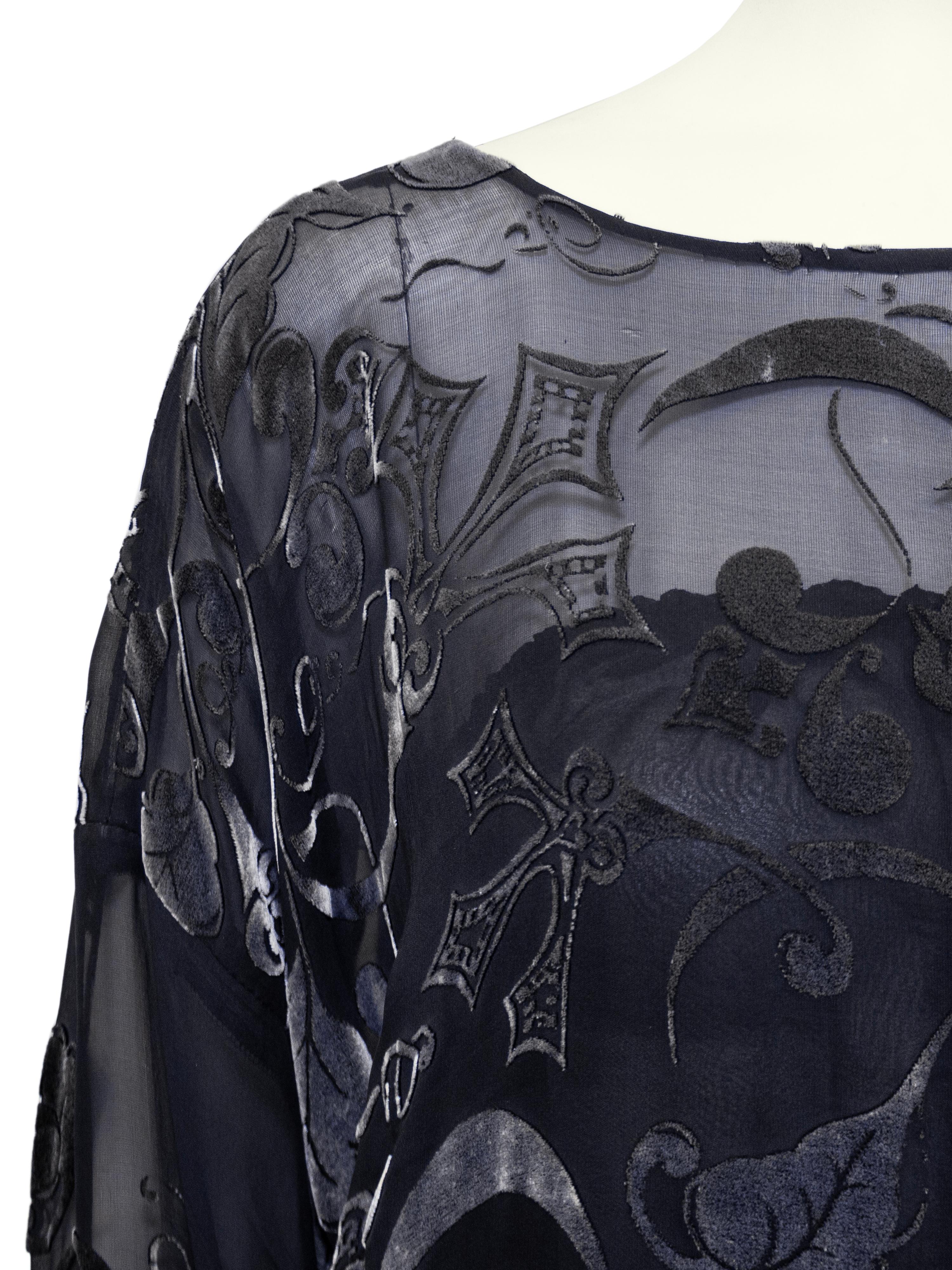 Women's 1980s Patricia and Charles Lester Gunmetal Devoree Velvet Dress For Sale