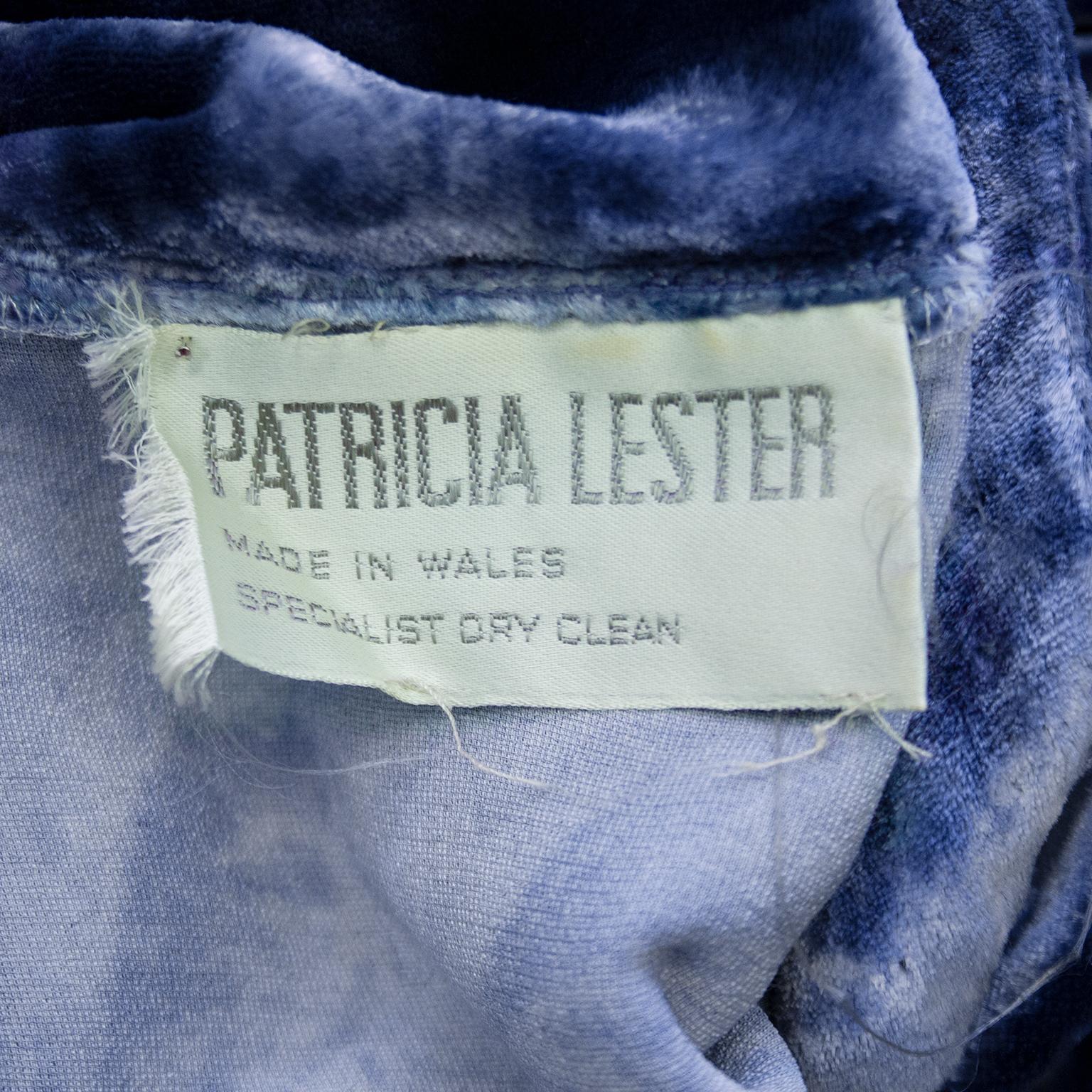 1980s Patricia Lester Blue Panné Velvet Ensemble  For Sale 1