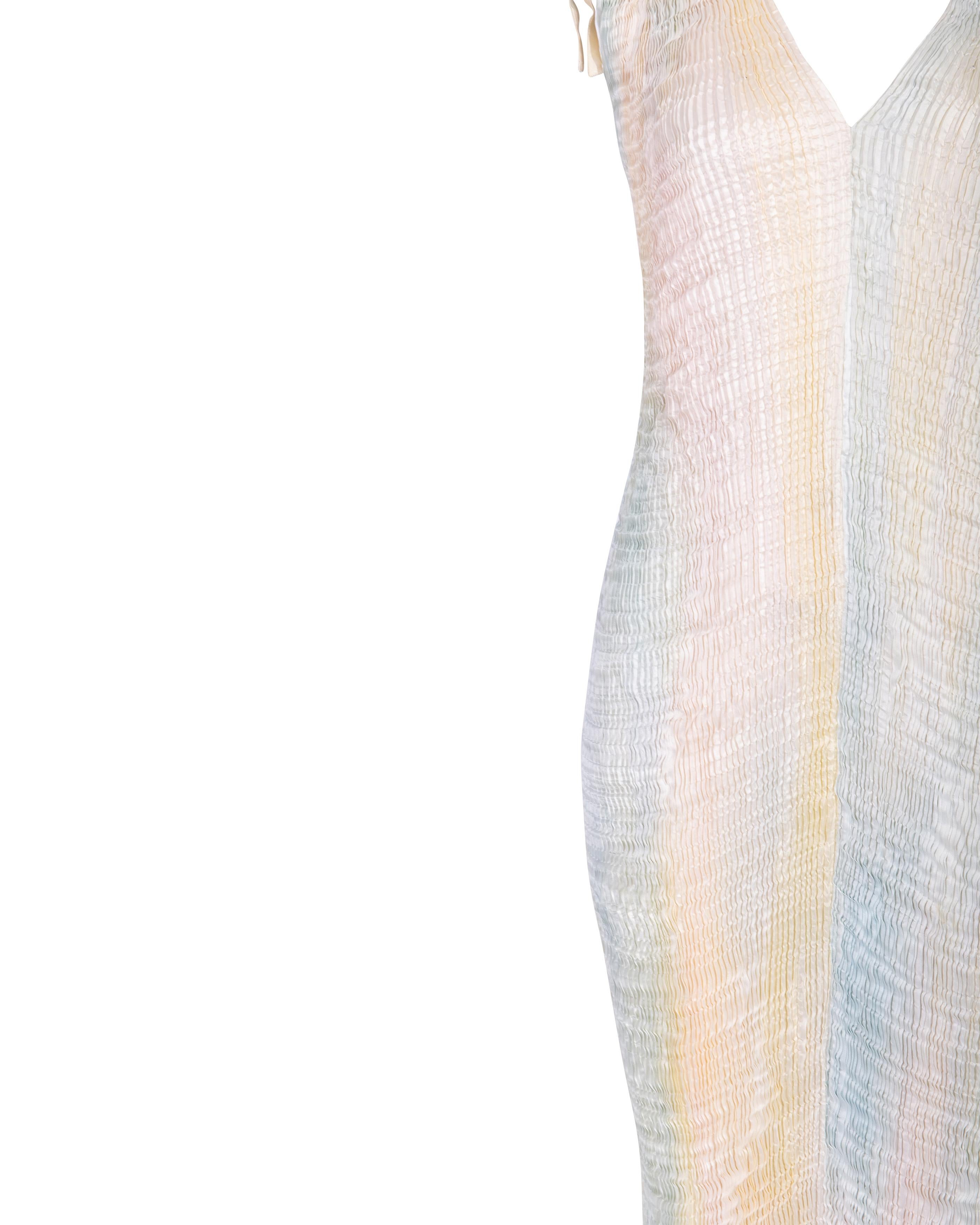 1980's Patricia Lester Fortuny Pleated Embellished Pastel Gown 3