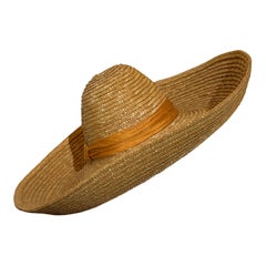 1980s Patricia Underwood Chipped Straw Sombrero-Style Summer Hat