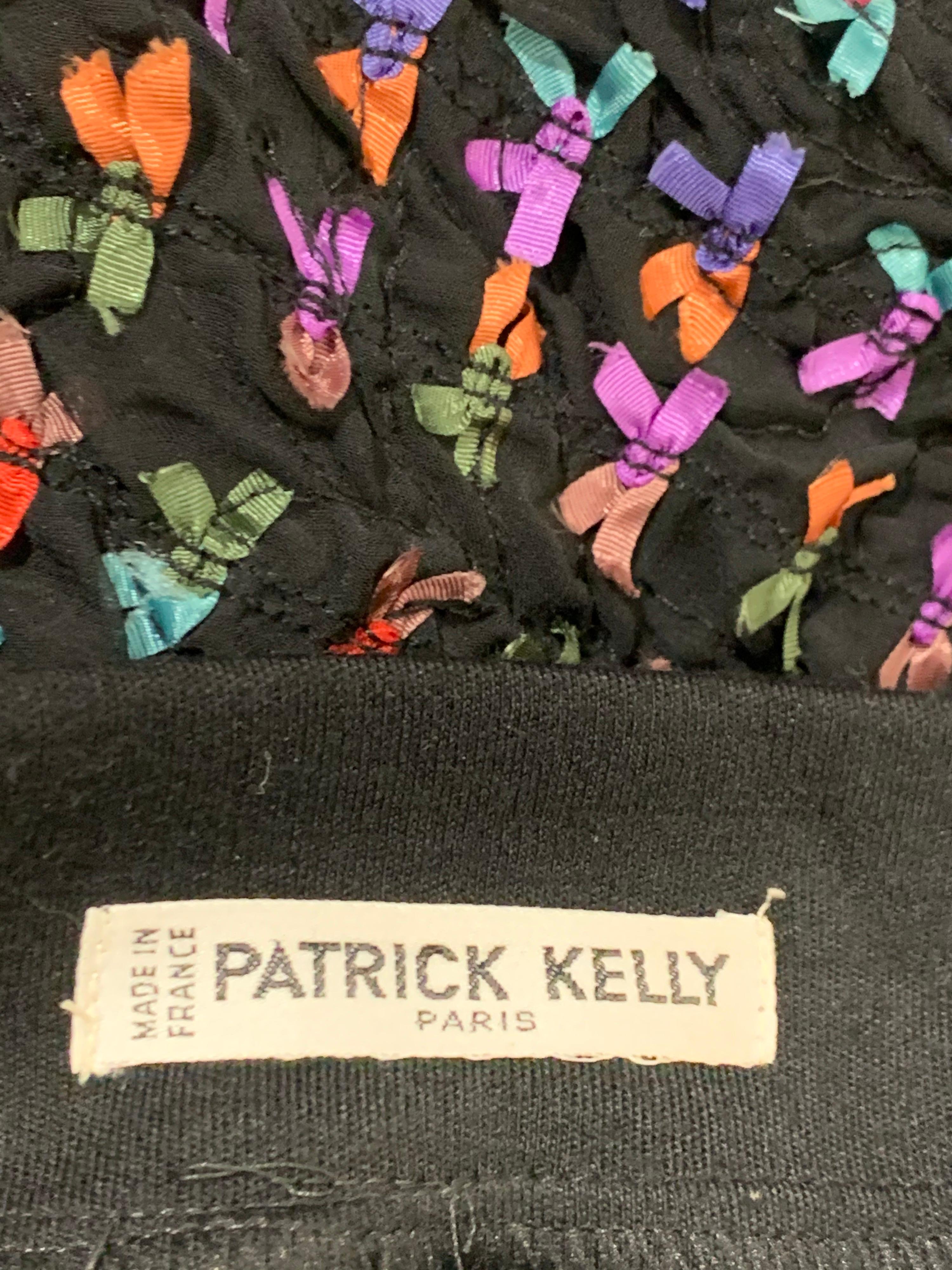 1980s Patrick Kelly Black Wool Jersey Dress w/ Trompe L'Oeil Ribbon Bow Corset 7