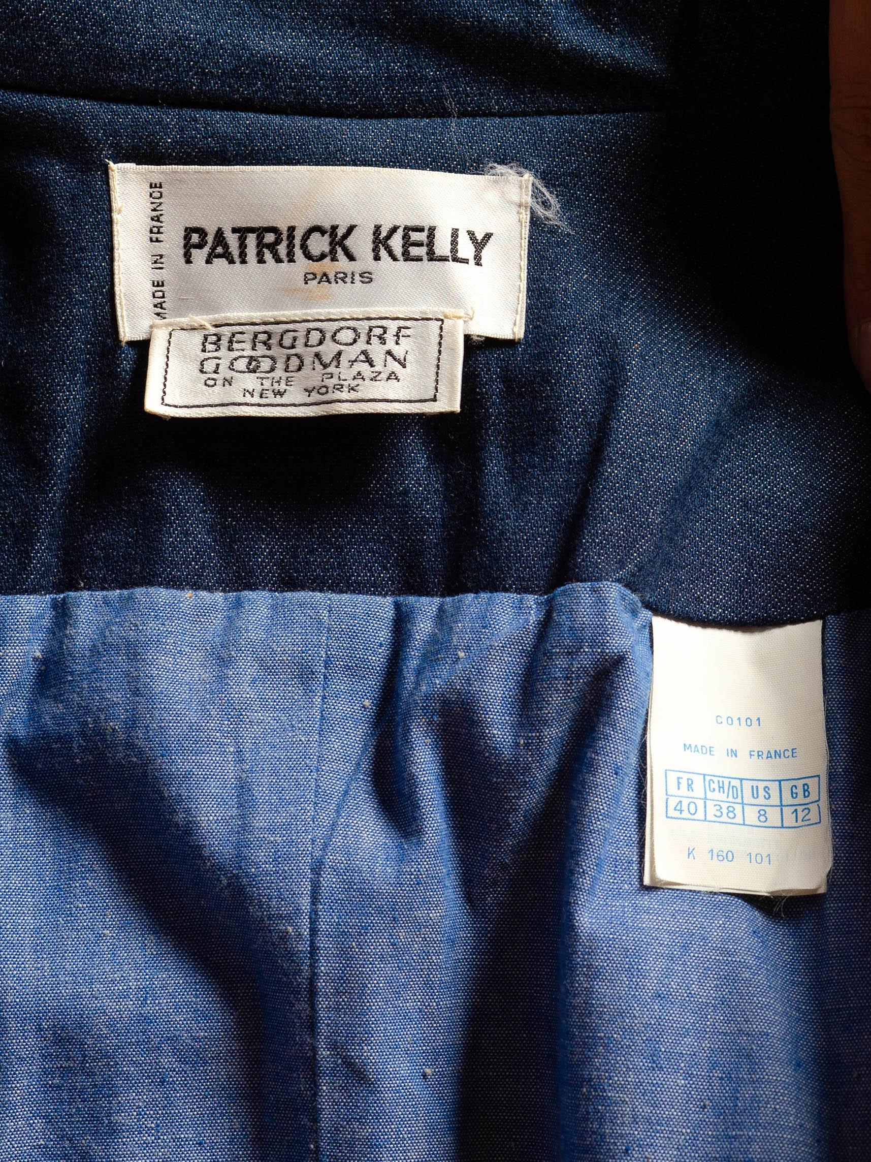 1980S PATRICK KELLY Blue Bleach Wash Cotton Denim Fitted Strapless Cocktail Dre 5