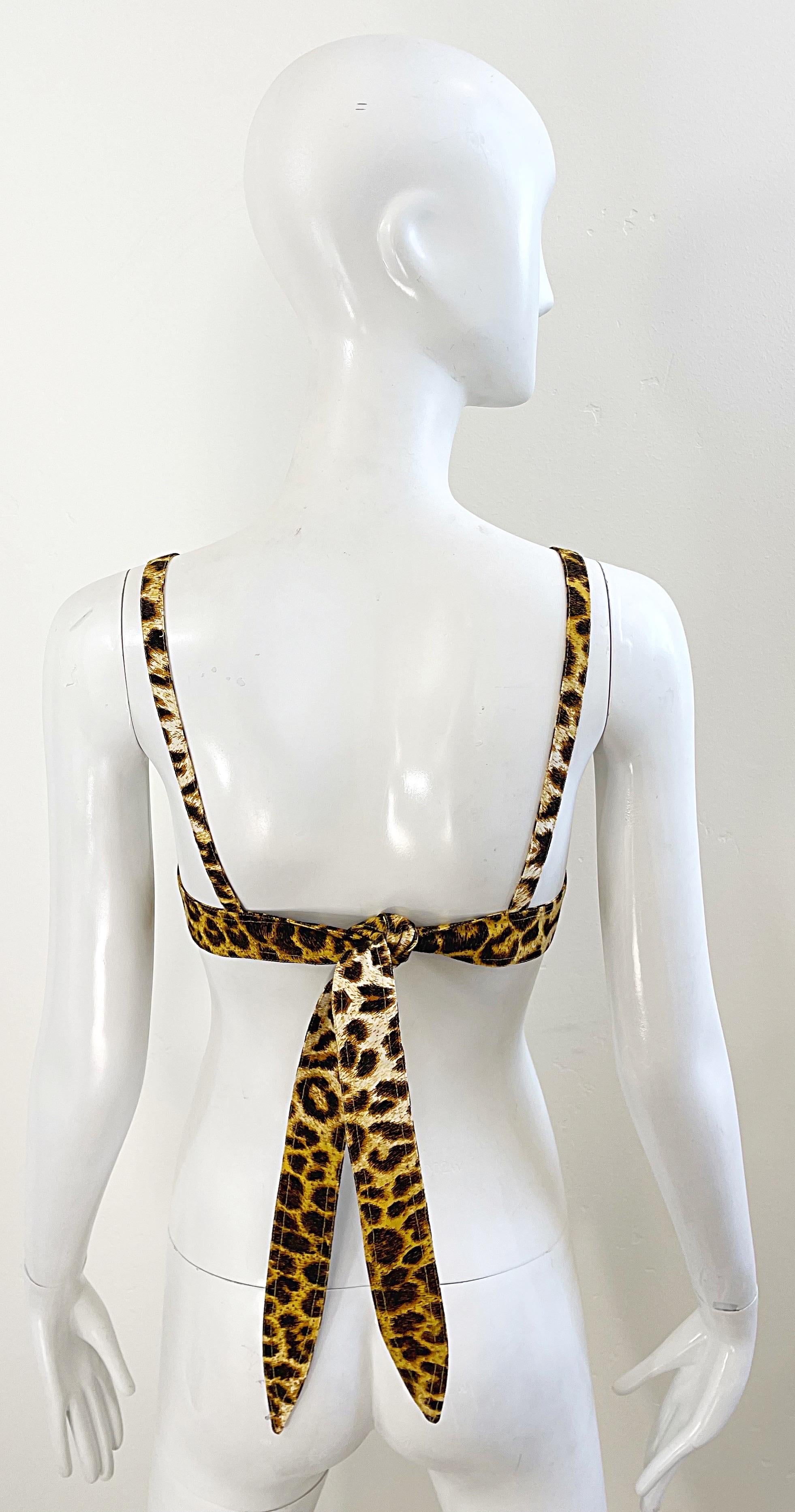 1980s Patrick Kelly Paris Leopard Print Größe 4 Baumwolle BH 80s Vintage Crop Top im Angebot 7