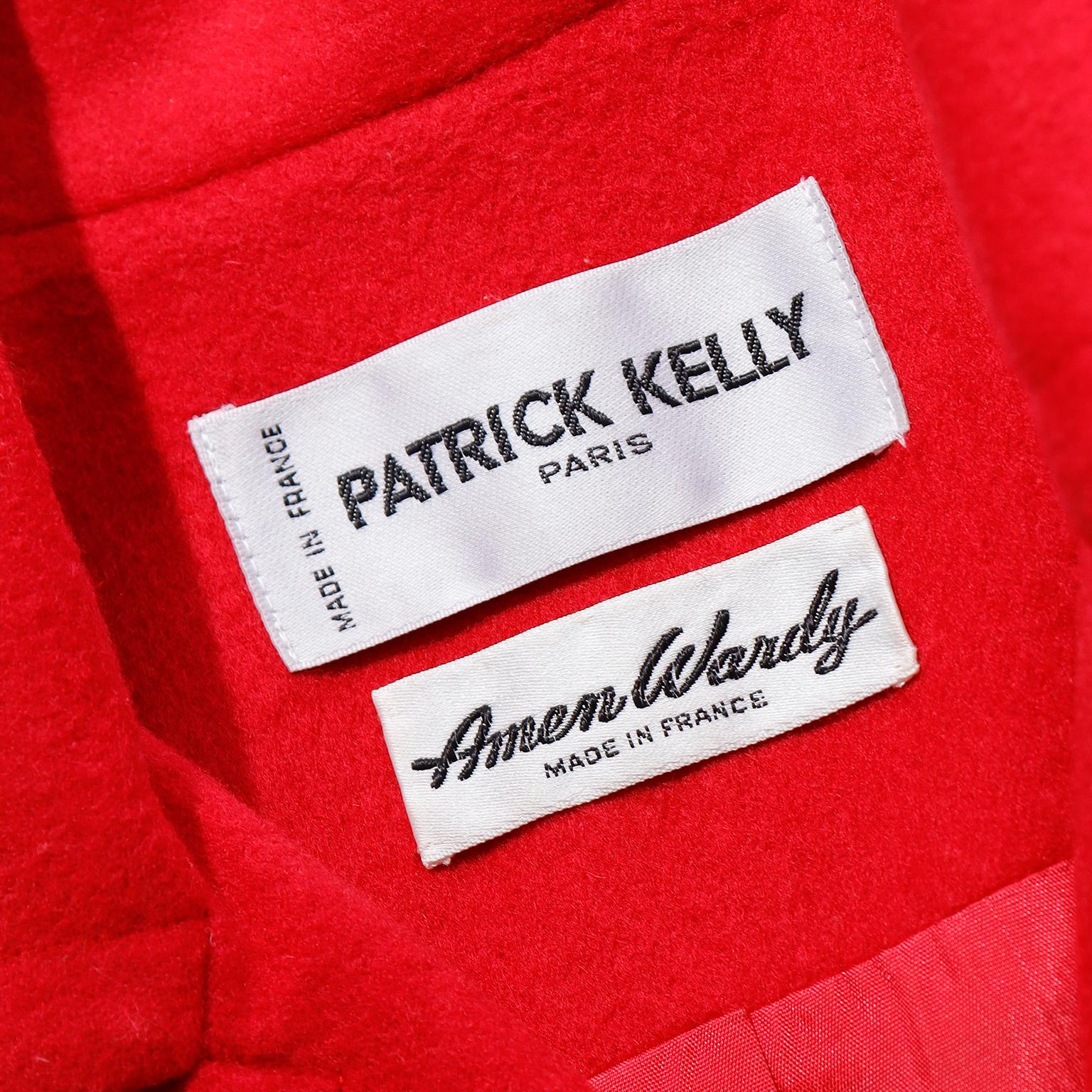 1980s Patrick Kelly Paris Vintage Cropped Double Breasted Red Jacket For Sale 6