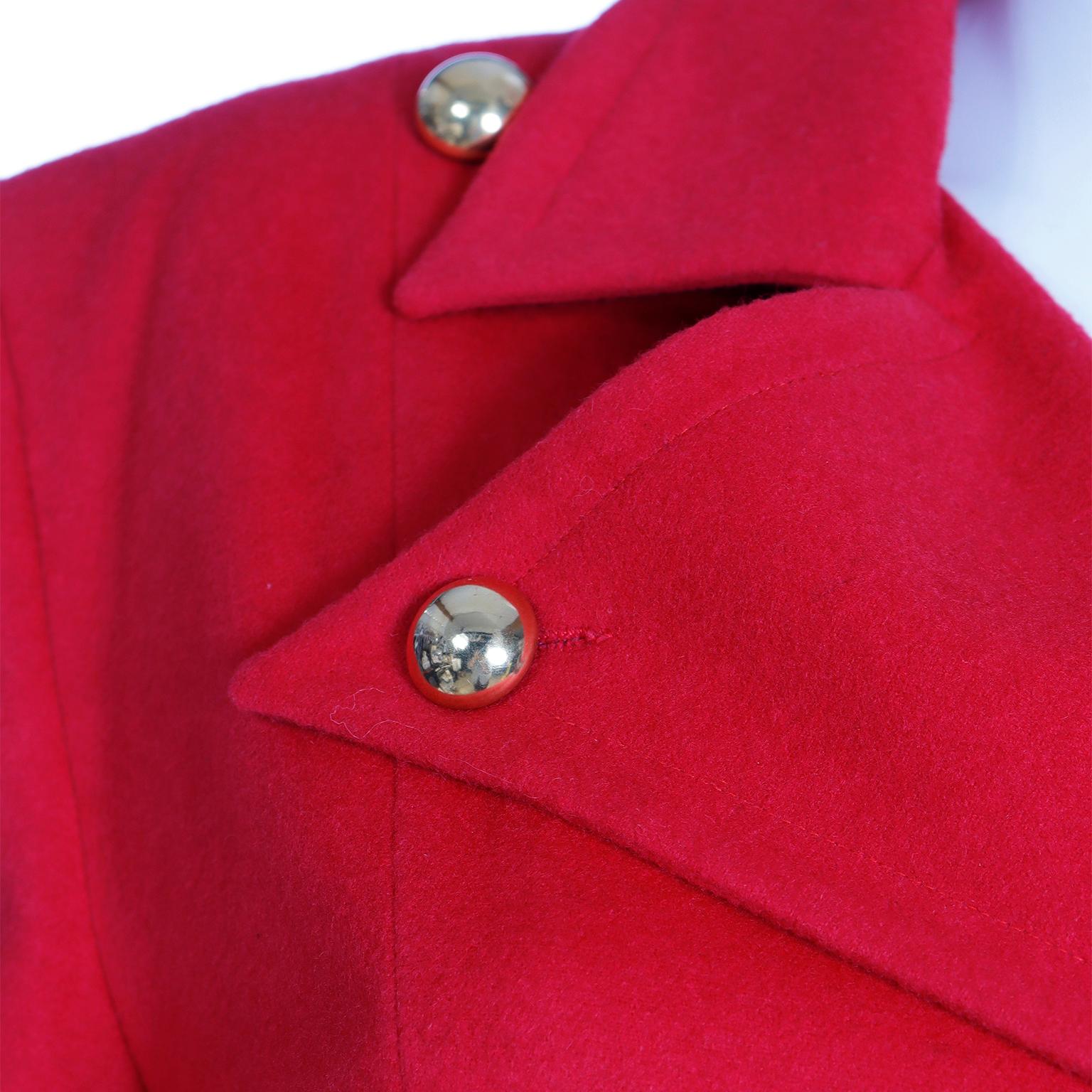 1980s Patrick Kelly Paris Vintage Cropped Double Breasted Red Jacket For Sale 5