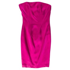 1980s Patrick Kelly Pink Satin Strapless Dress