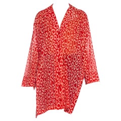 1980S PATRICK KELLY Red Leopard Print Cotton Oversized Blouse