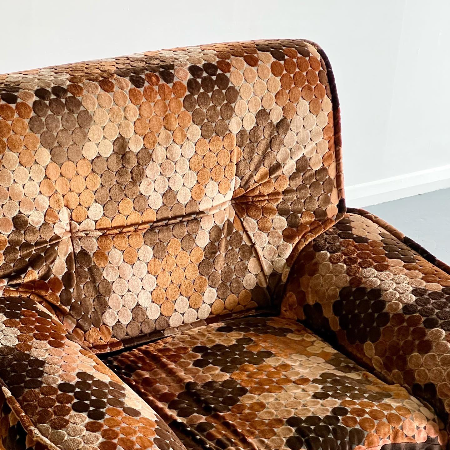 1980's Patterned Brown Velvet Armchair For Sale 2