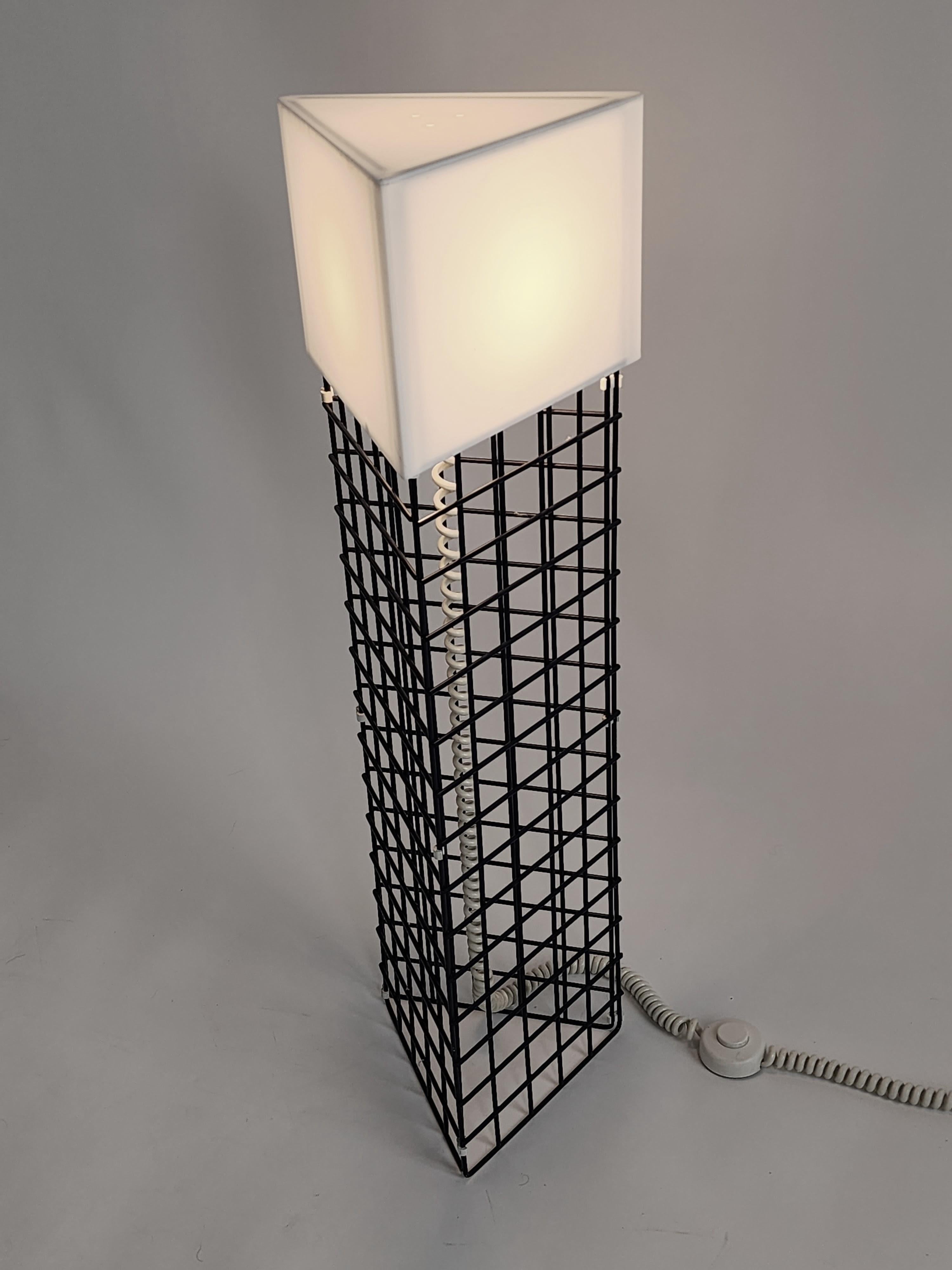 Italian 1980s Paul Mayen Style Grid Floor Lamp, Italy For Sale