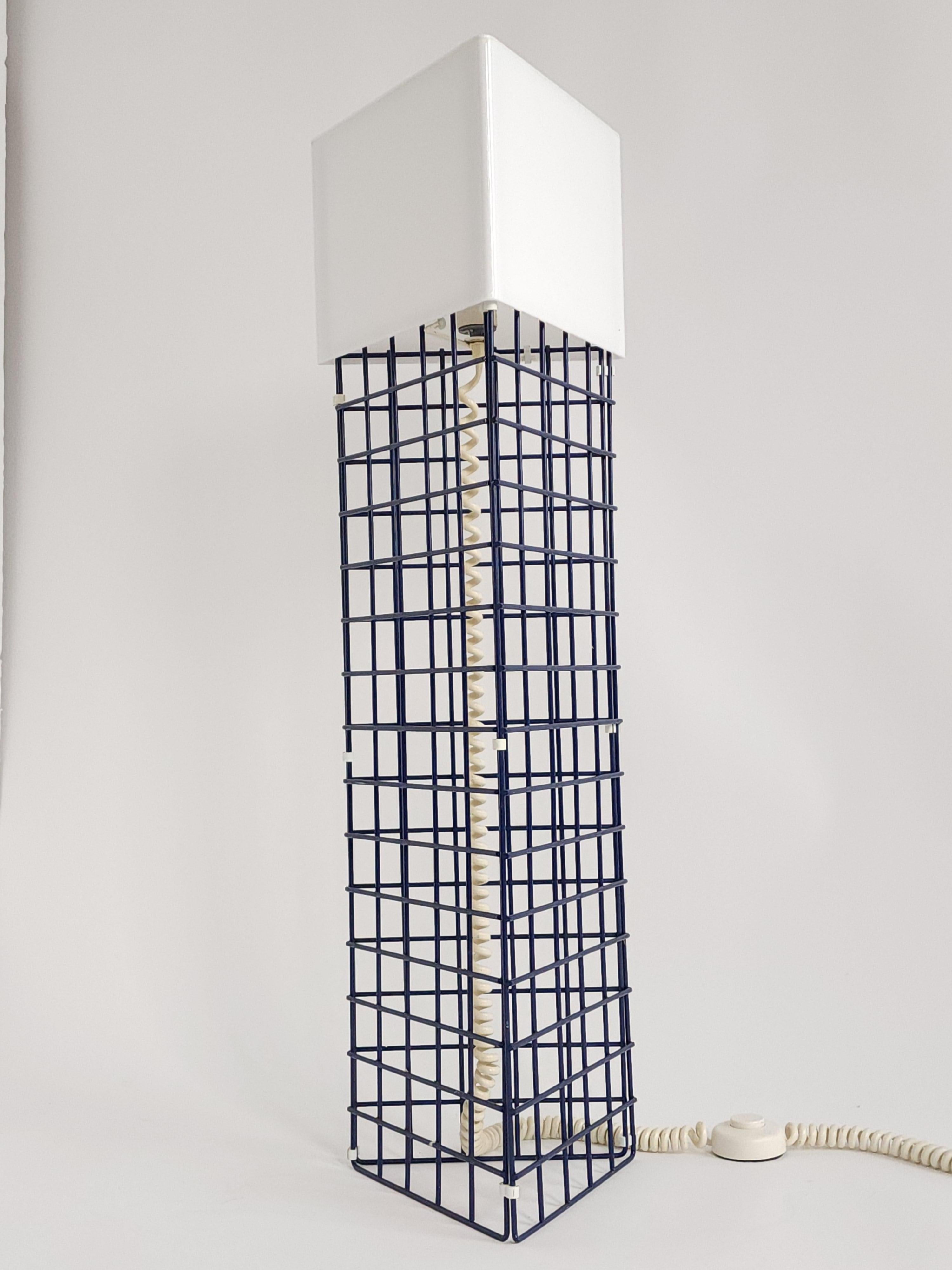 Late 20th Century 1980s Paul Mayen Style Grid Floor Lamp, Italy For Sale
