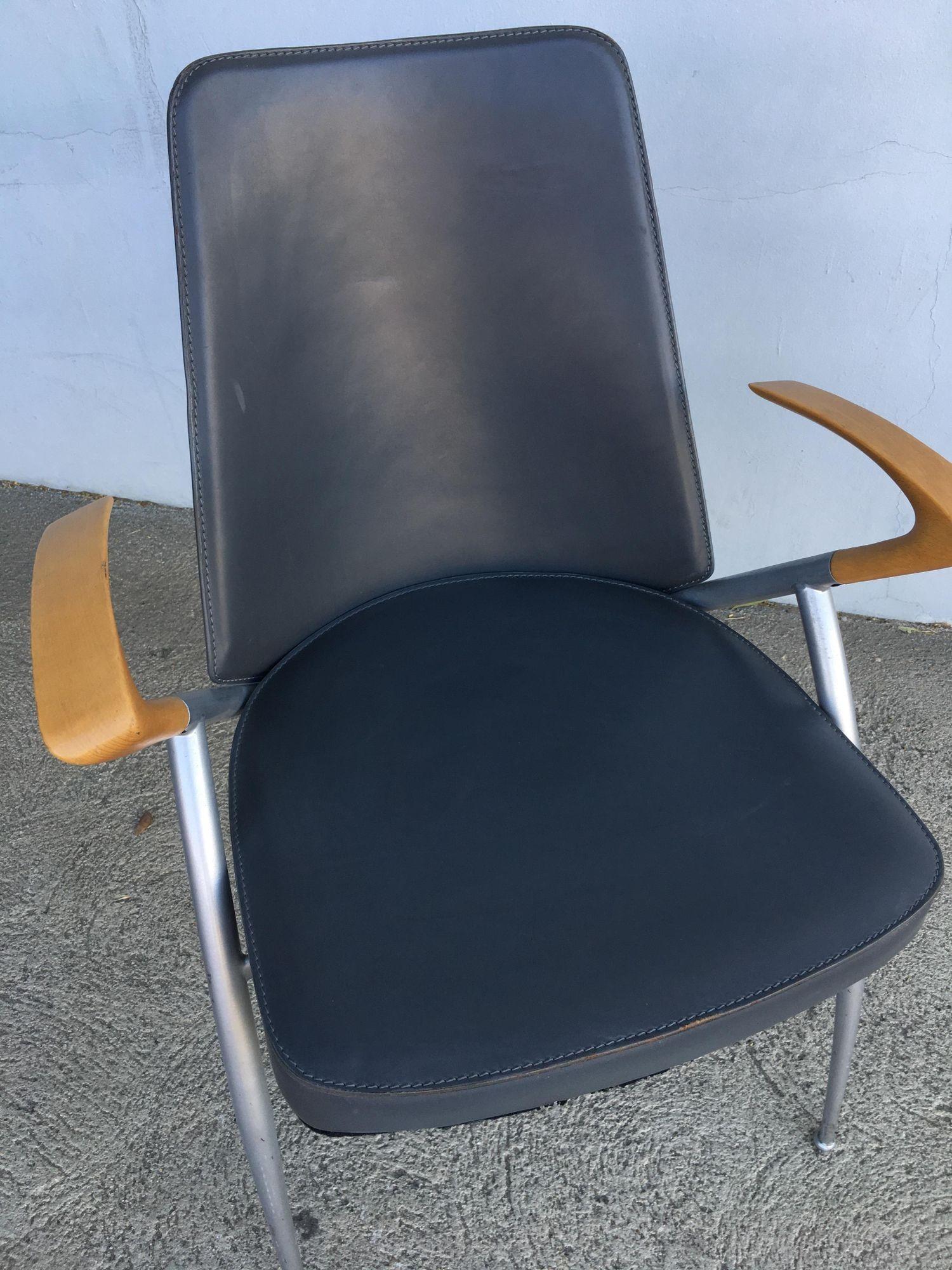 Stainless Steel 1980's Paul Tuttle Style Post Modernist Dining Chair Set of four For Sale