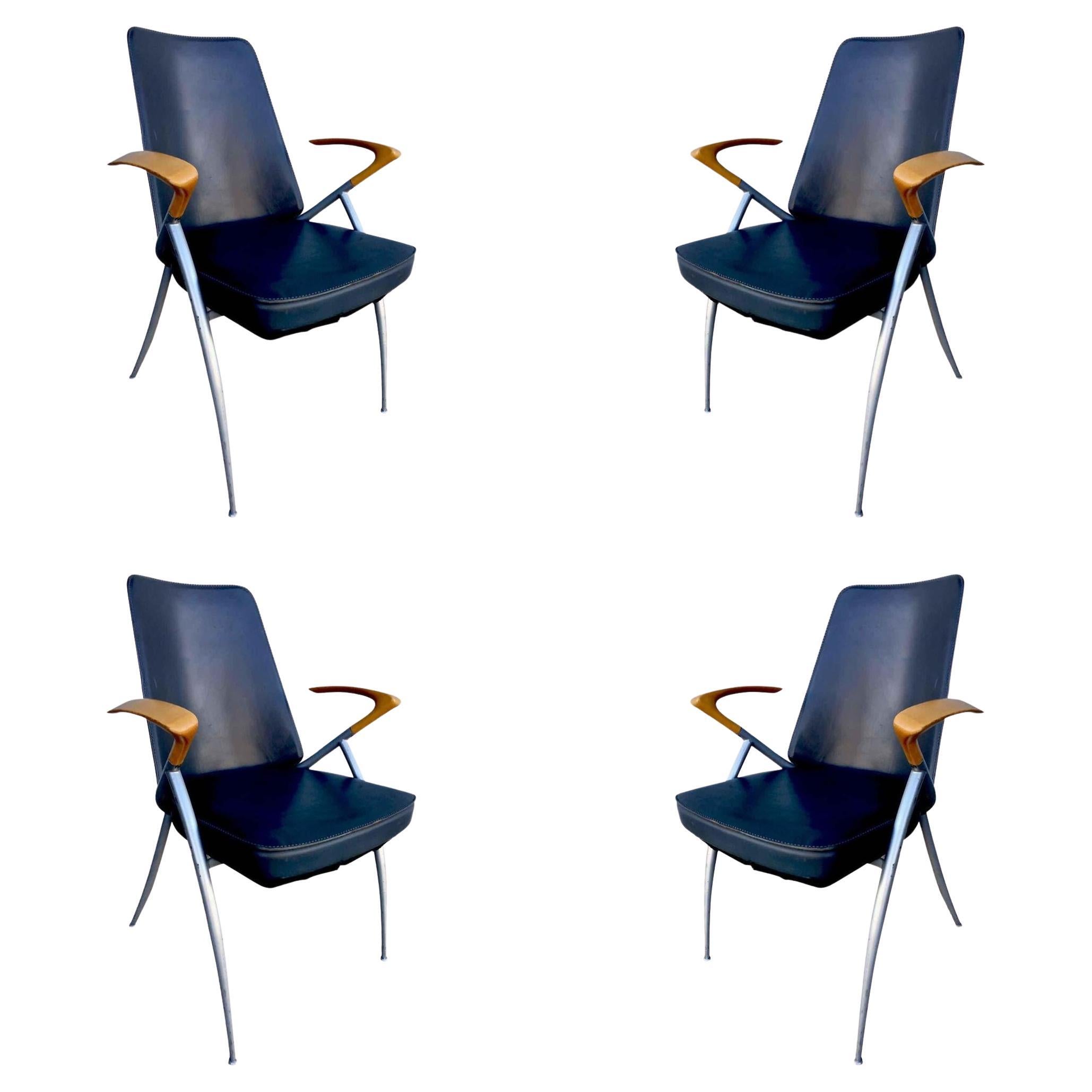 1980's Paul Tuttle Style Post Modernist Dining Chair Set of four For Sale