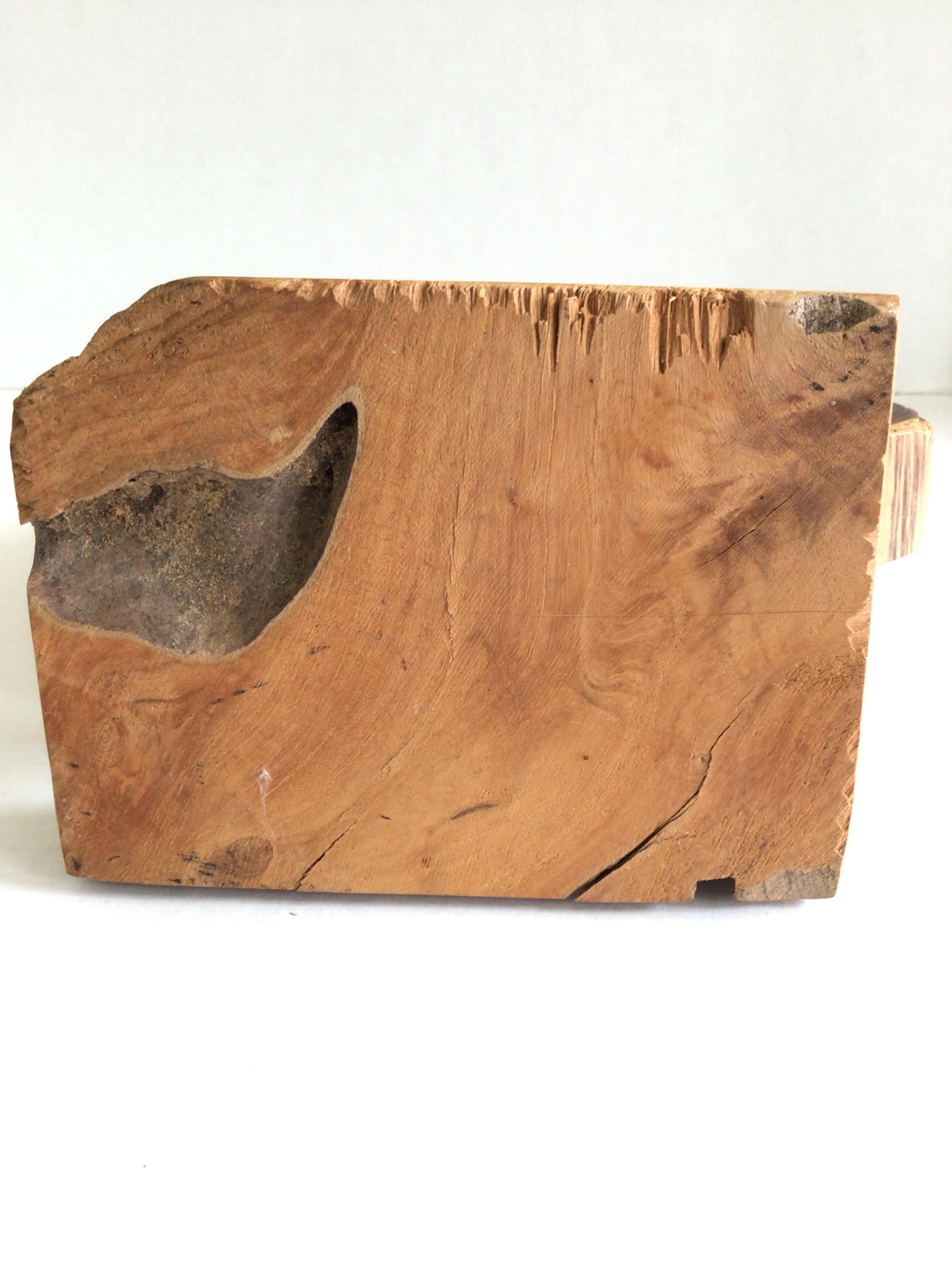 1980s Pear Shaped Mounted Wood Object on Wood Base For Sale 5