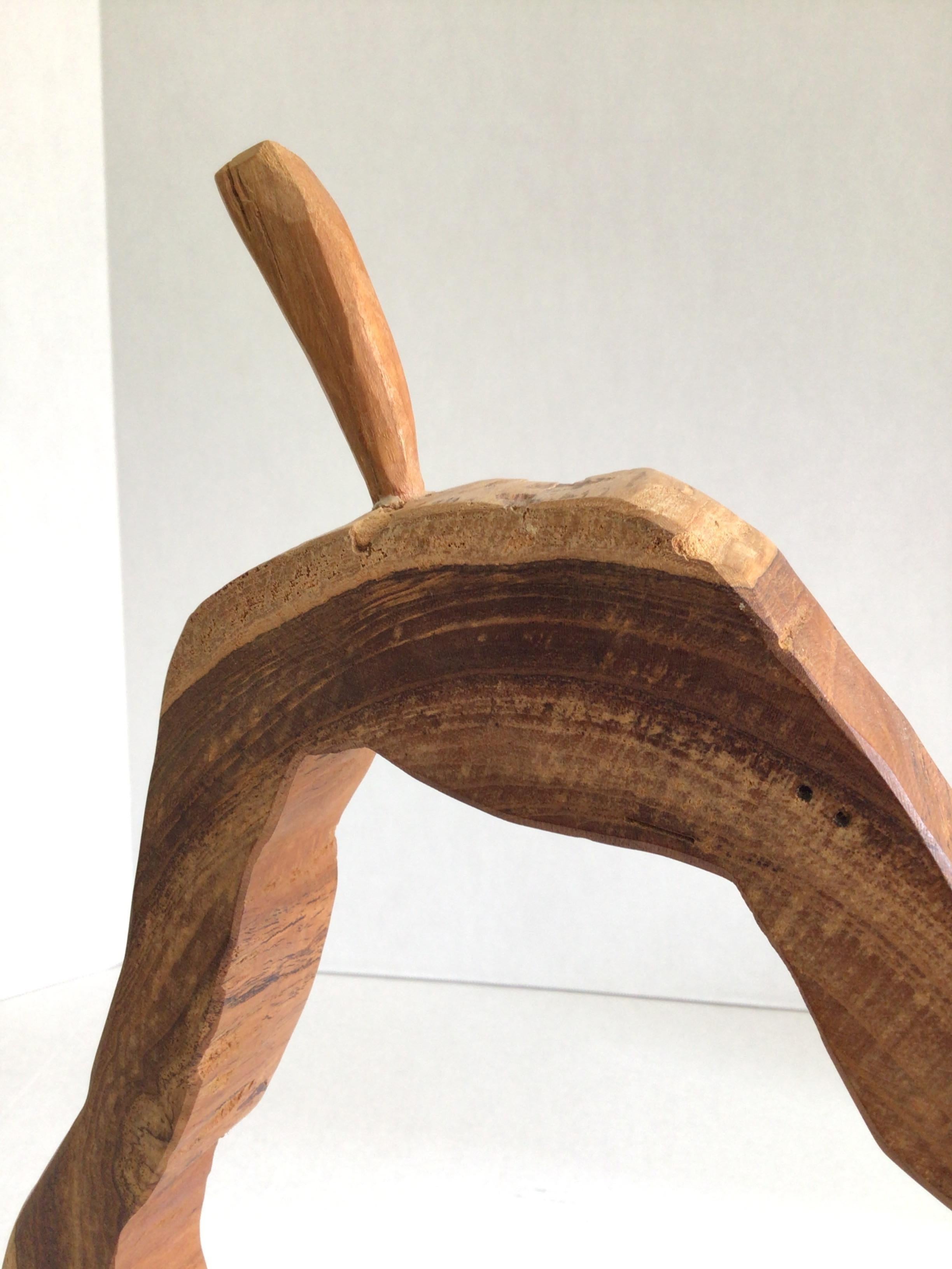 Late 20th Century 1980s Pear Shaped Mounted Wood Object on Wood Base For Sale