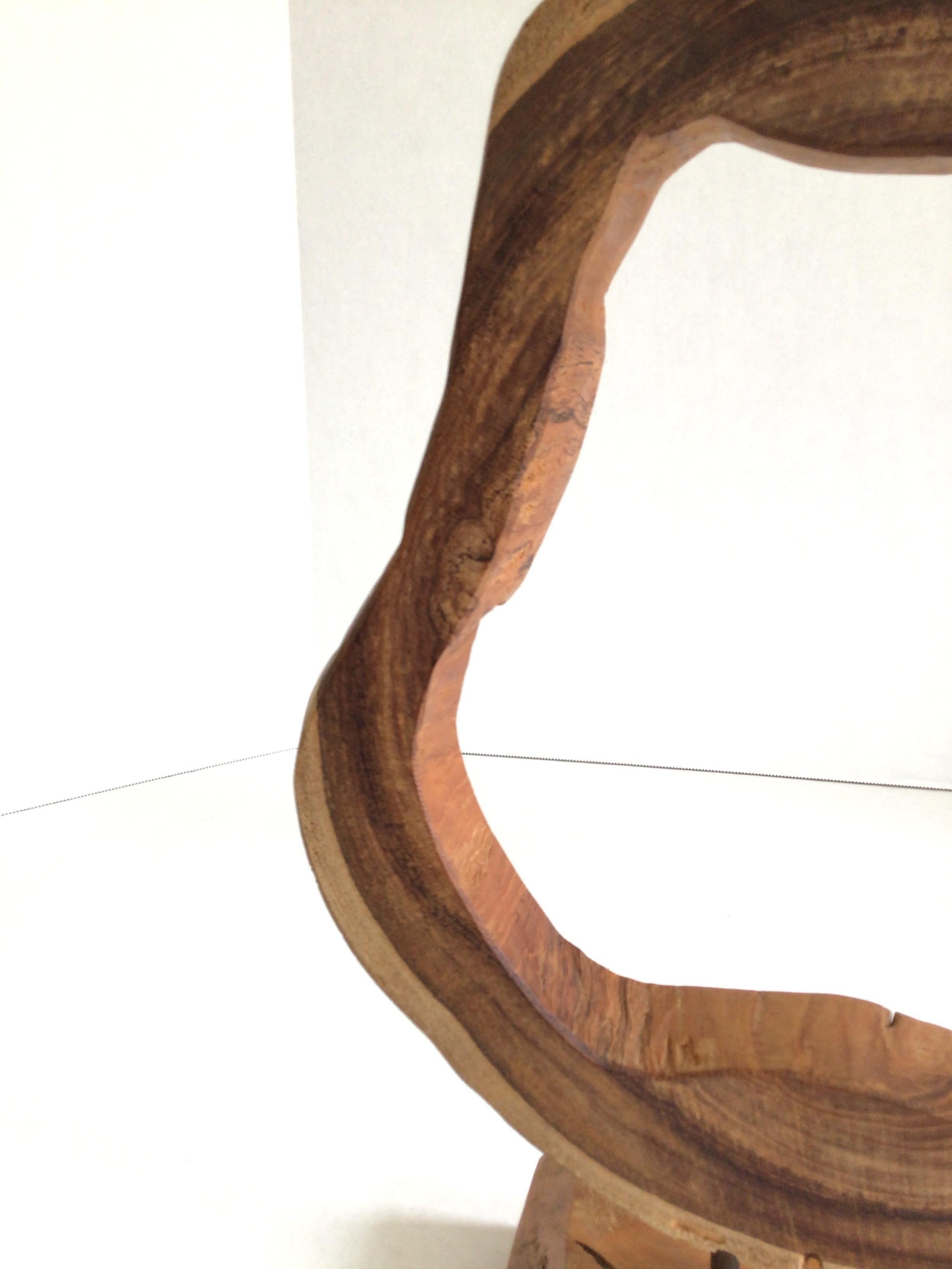 1980s Pear Shaped Mounted Wood Object on Wood Base For Sale 1