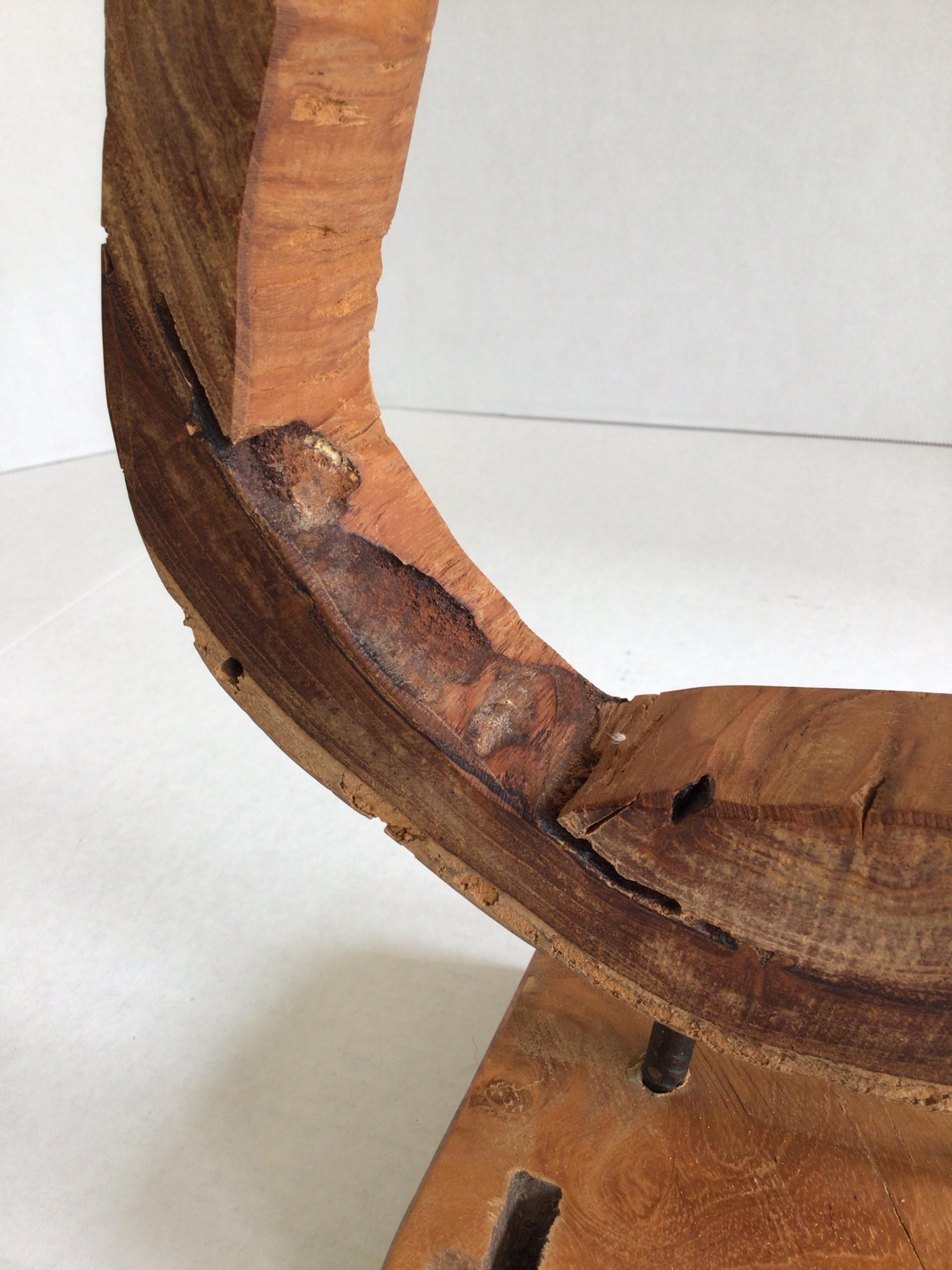 1980s Pear Shaped Mounted Wood Object on Wood Base For Sale 2