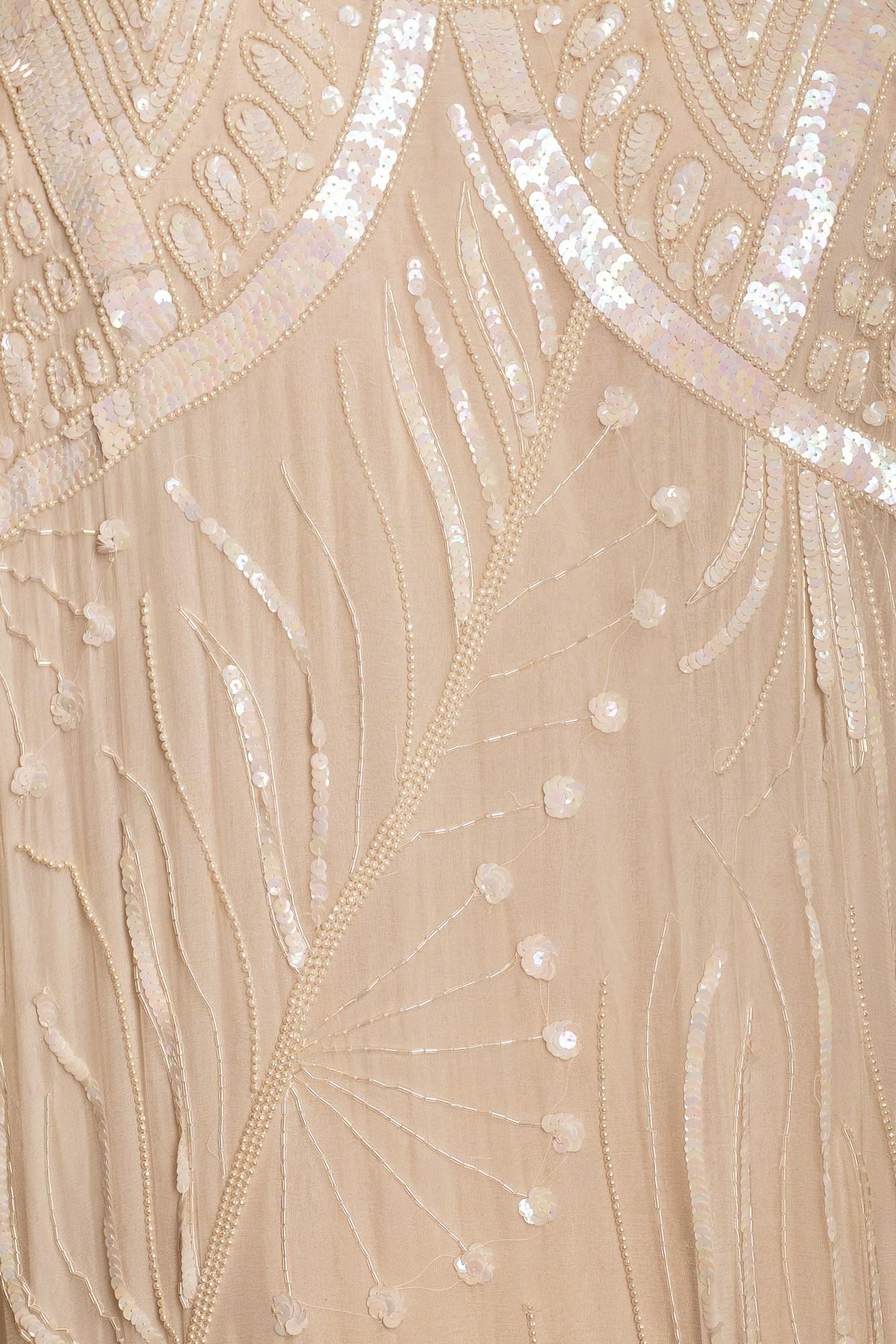 1980S Pearl White Silk Chiffon Cocoon With Sequins And Beading For Sale 5