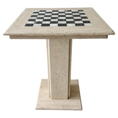 1960s Pedestal Travertine Chess Table
