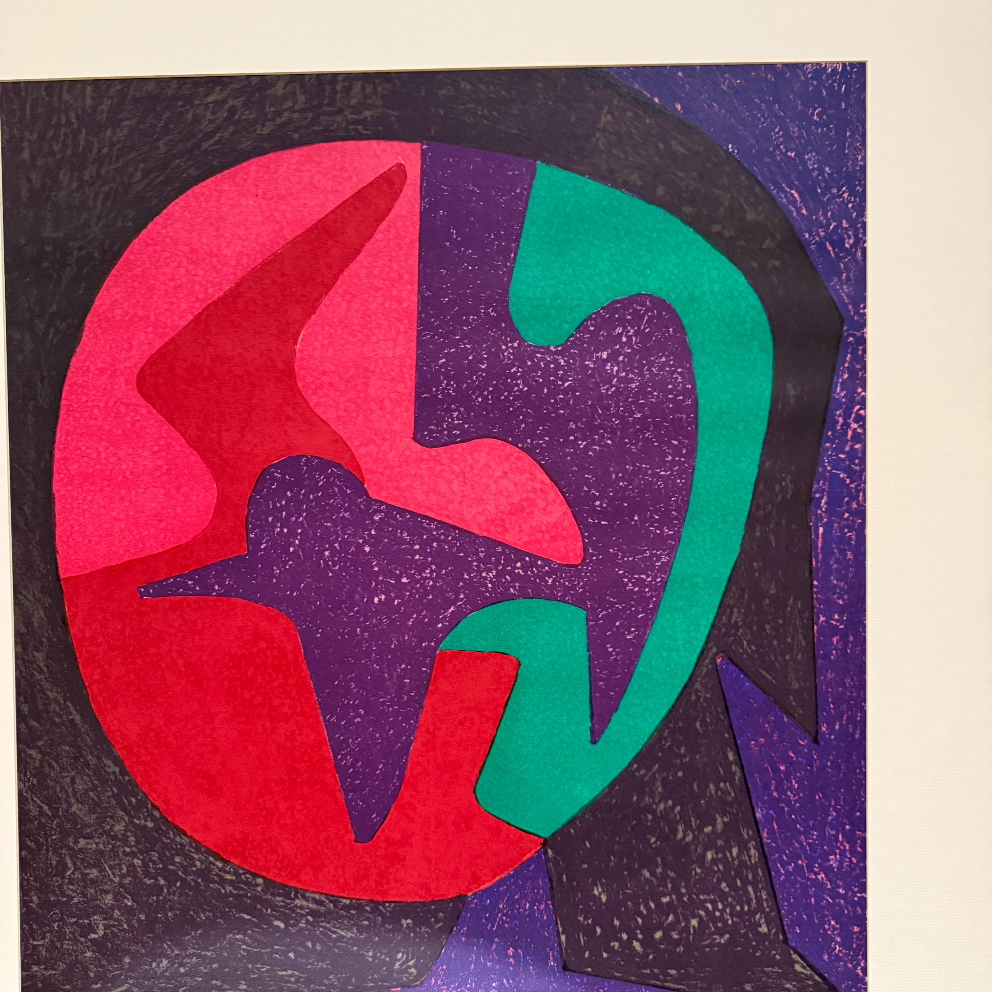 1980er Pedro Coronel Lila Taube Abstrakte Lithographie im Angebot 1