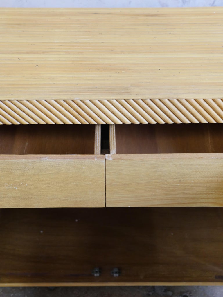 1980s Pencil Reed Rattan Waterfall Sideboard For Sale at 1stDibs
