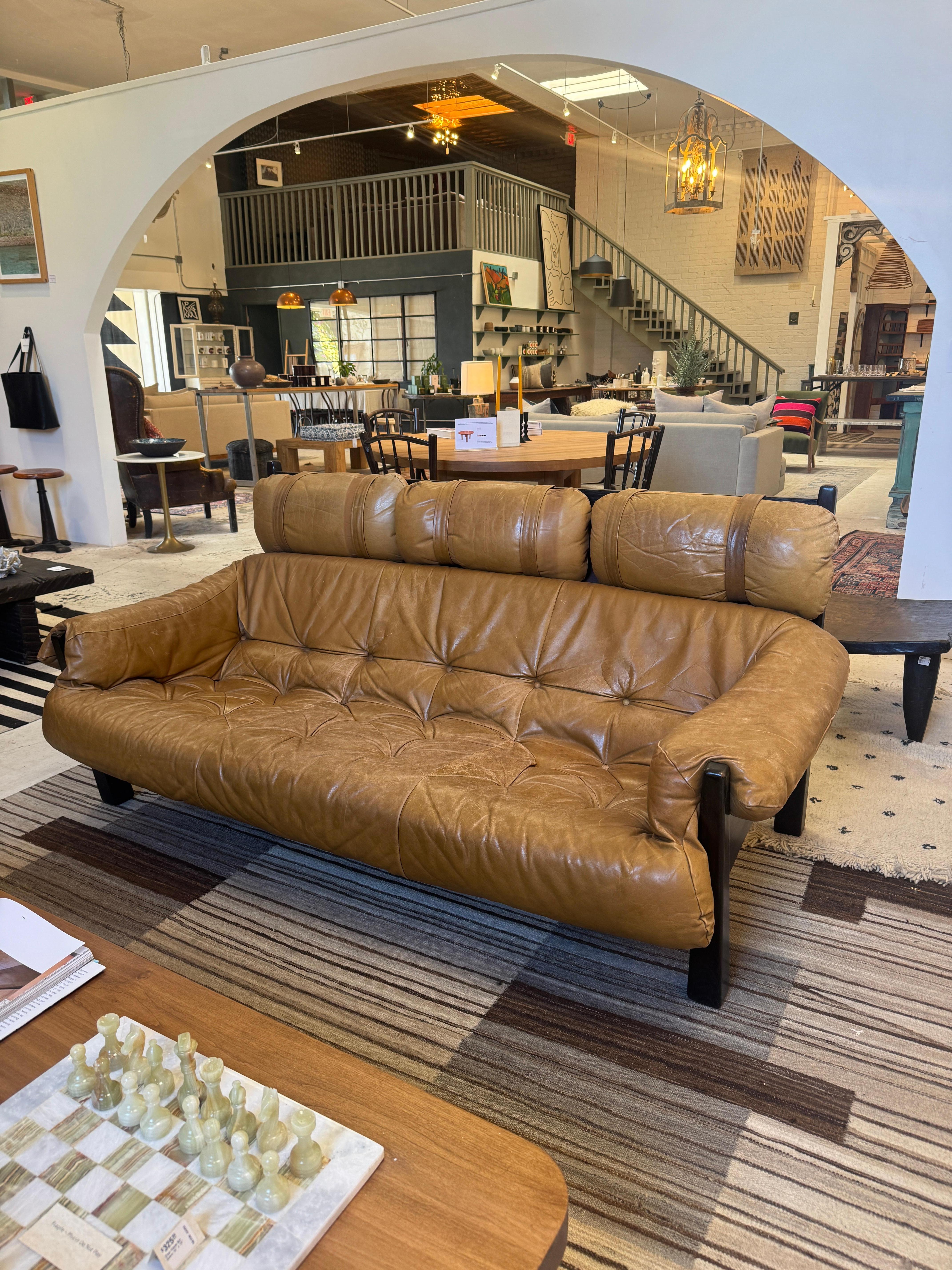 Dutch 1980s Percival Lafer Style Leather Sofa by Gerard Van Den Berg for Montis For Sale