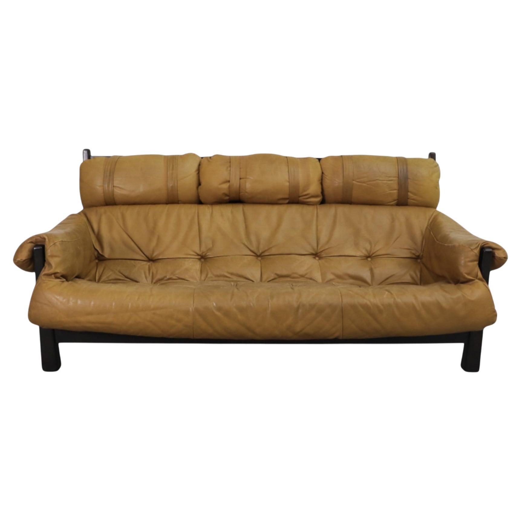 1980s Percival Lafer Style Leather Sofa by Gerard Van Den Berg for Montis
