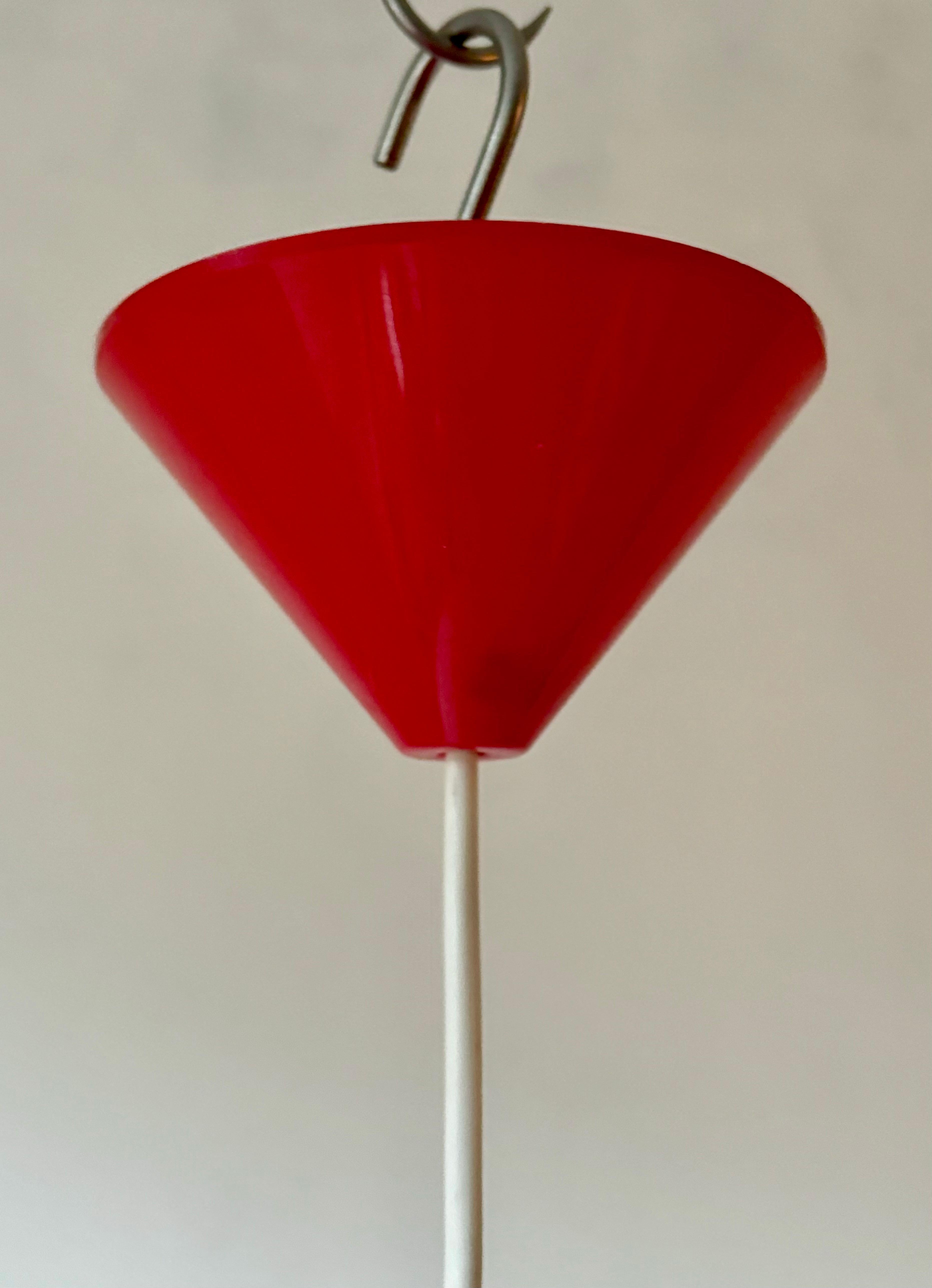 Acrylic French 1980s Perforated Matégot Style White Metal Cone Pendant For Sale