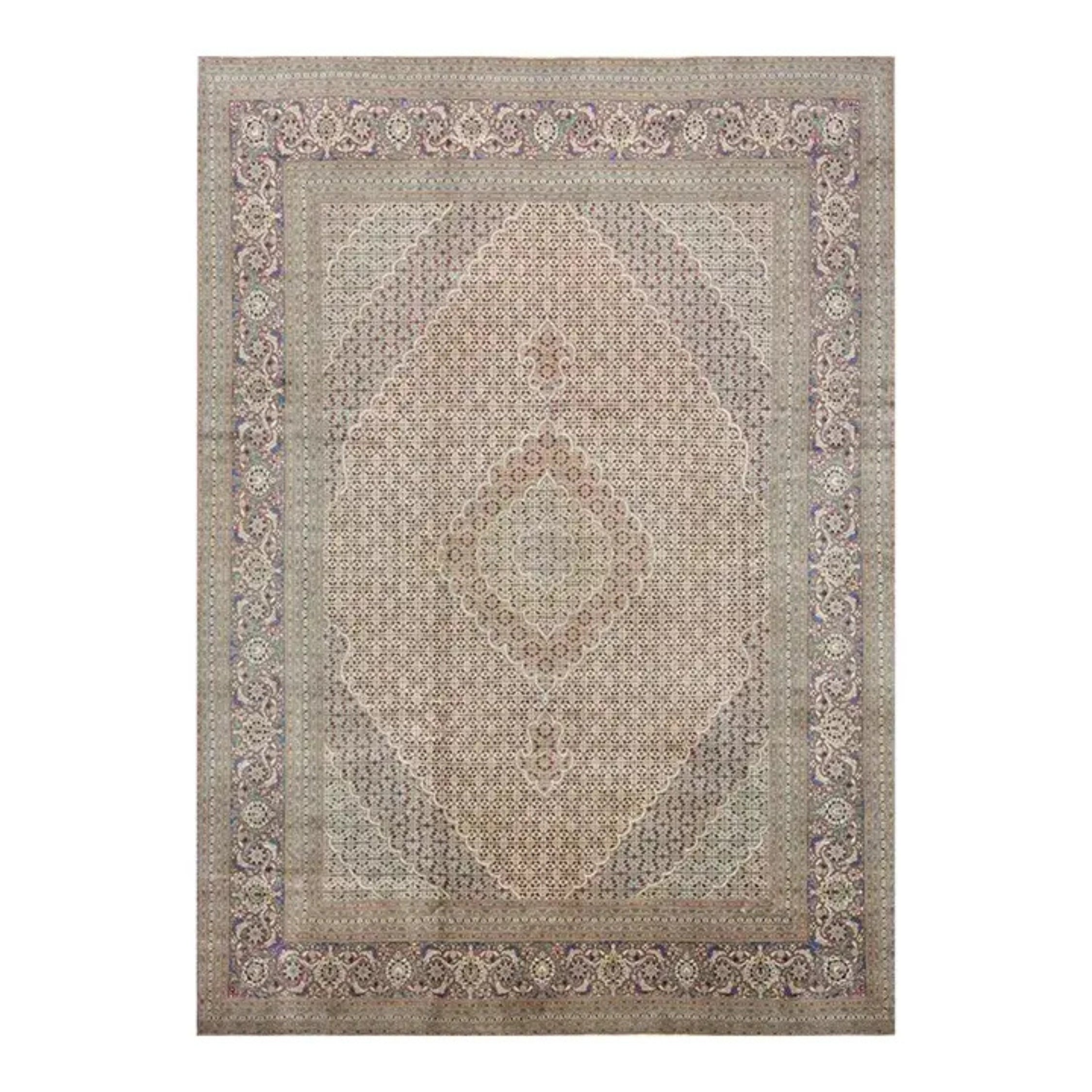 1980s Persian Tabriz Masterpiece Area Rug, Hand-Knotted Floral Rug, 8'5" x 11'6"