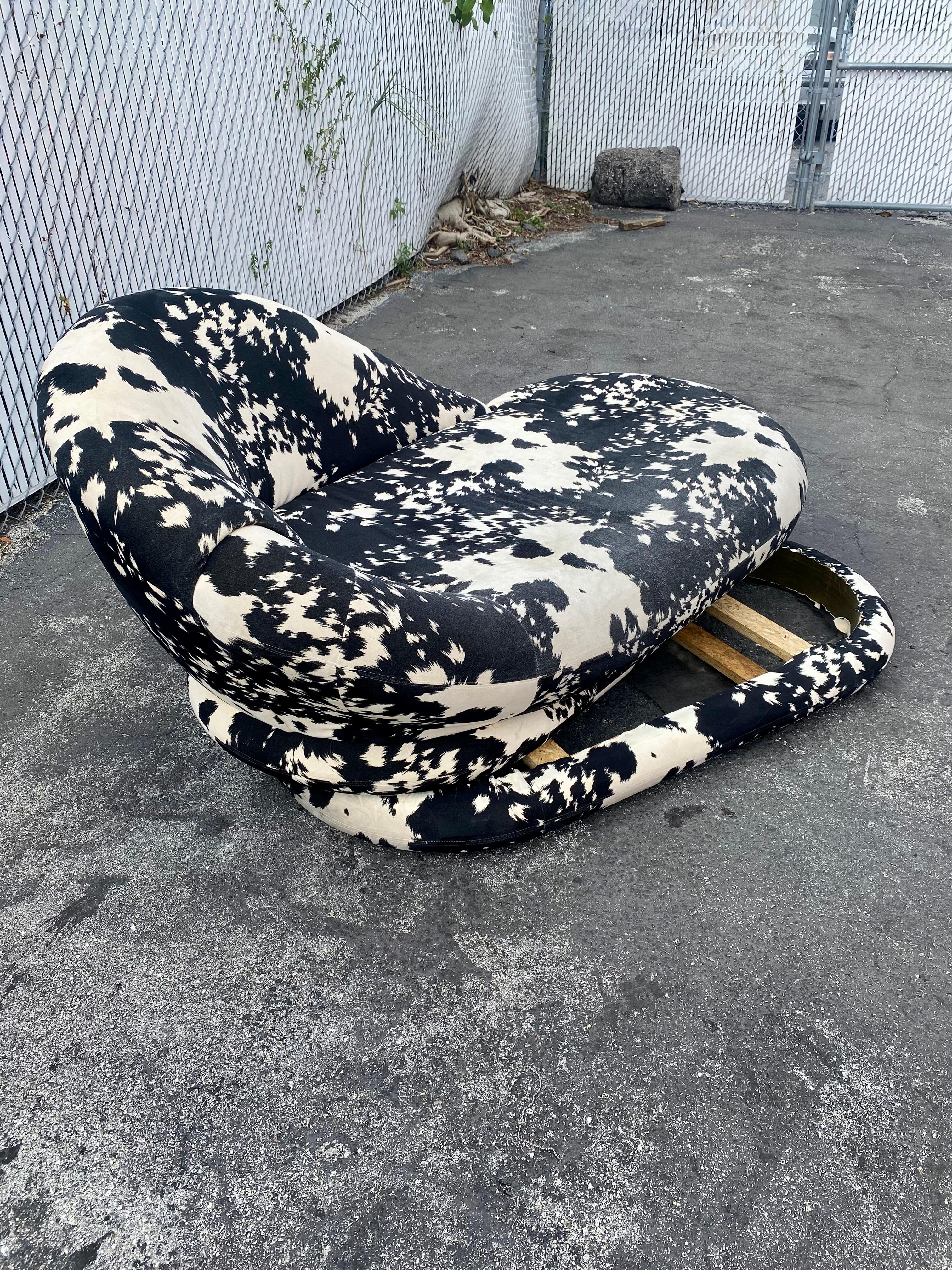 Upholstery 1980s Petite Cow Print Cloud Chaise Lounge  For Sale