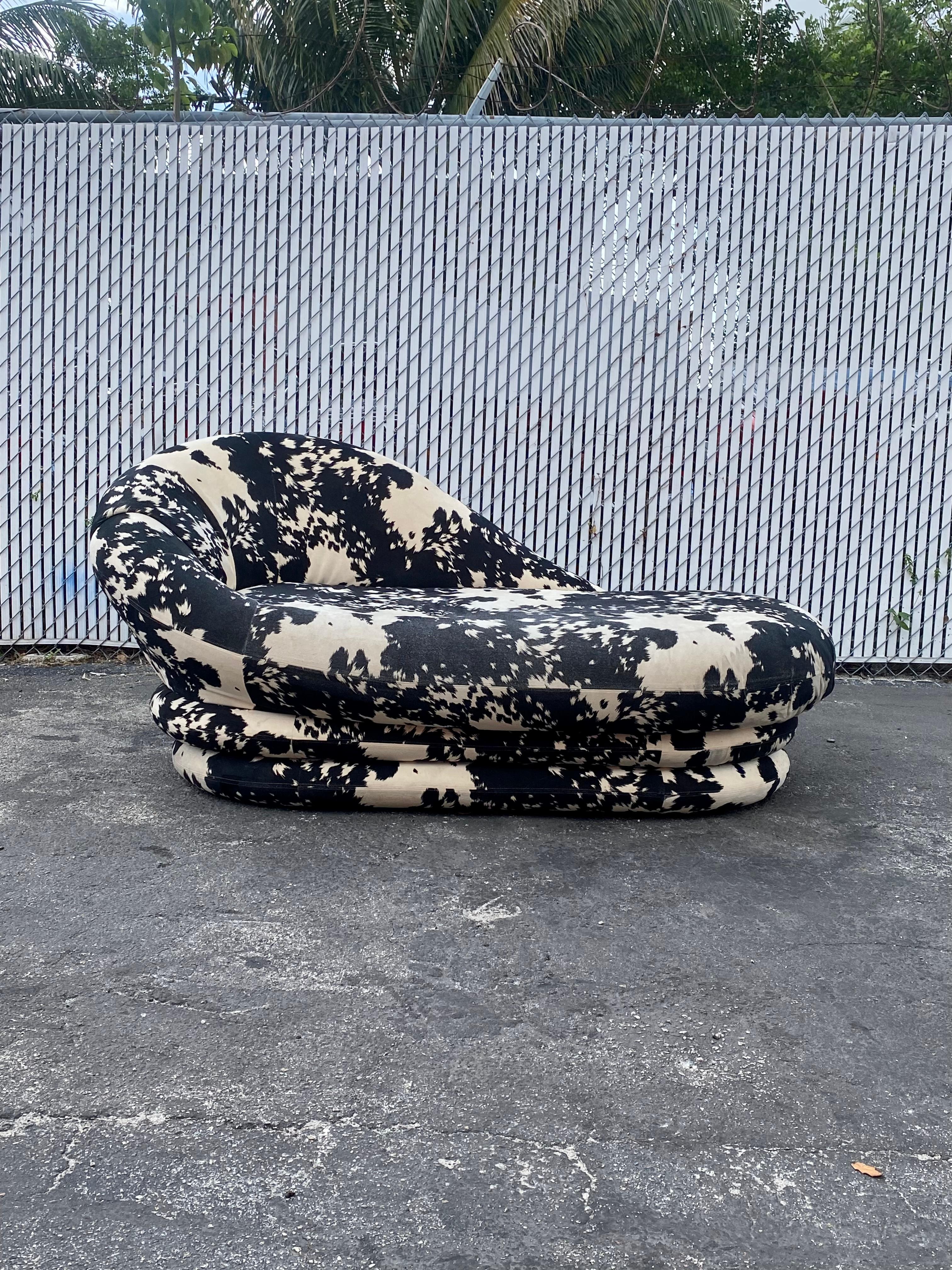 American 1980s Petite Cow Print Cloud Chaise Lounge  For Sale