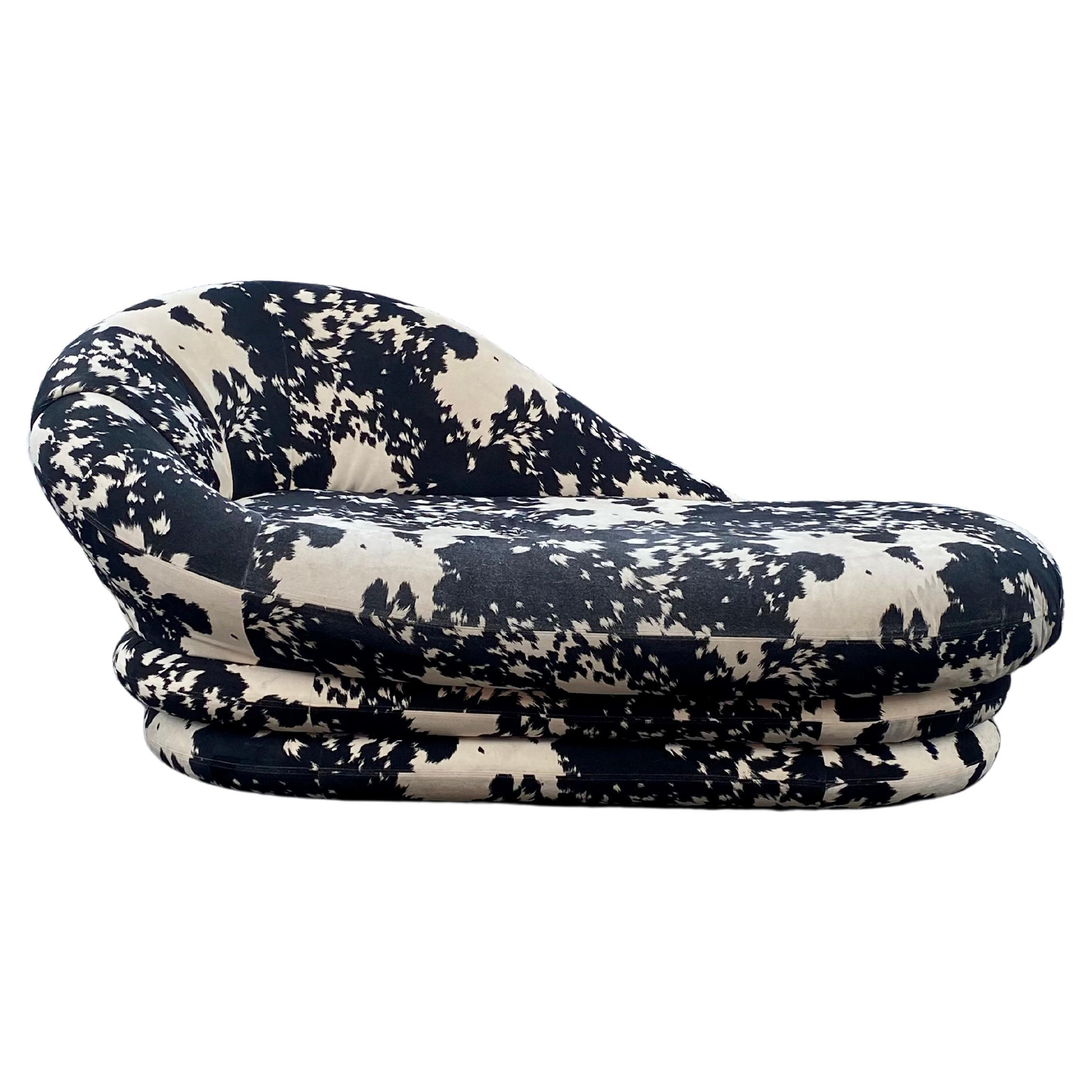 1980s Petite Cow Print Cloud Chaise Lounge  For Sale