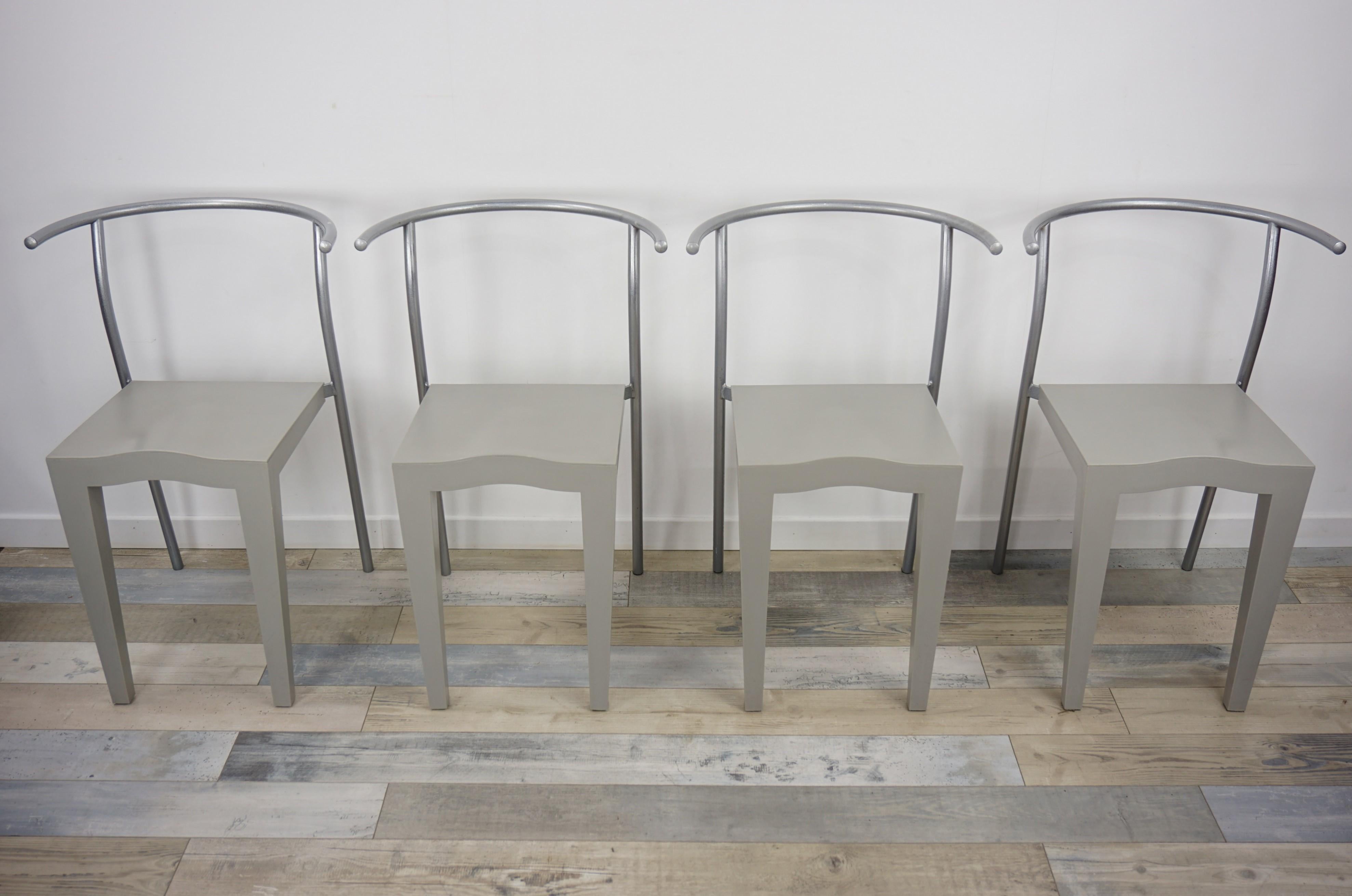 1980s Philippe Starck Design Set of 4 Chairs Dr Glob Model for Kartell 10